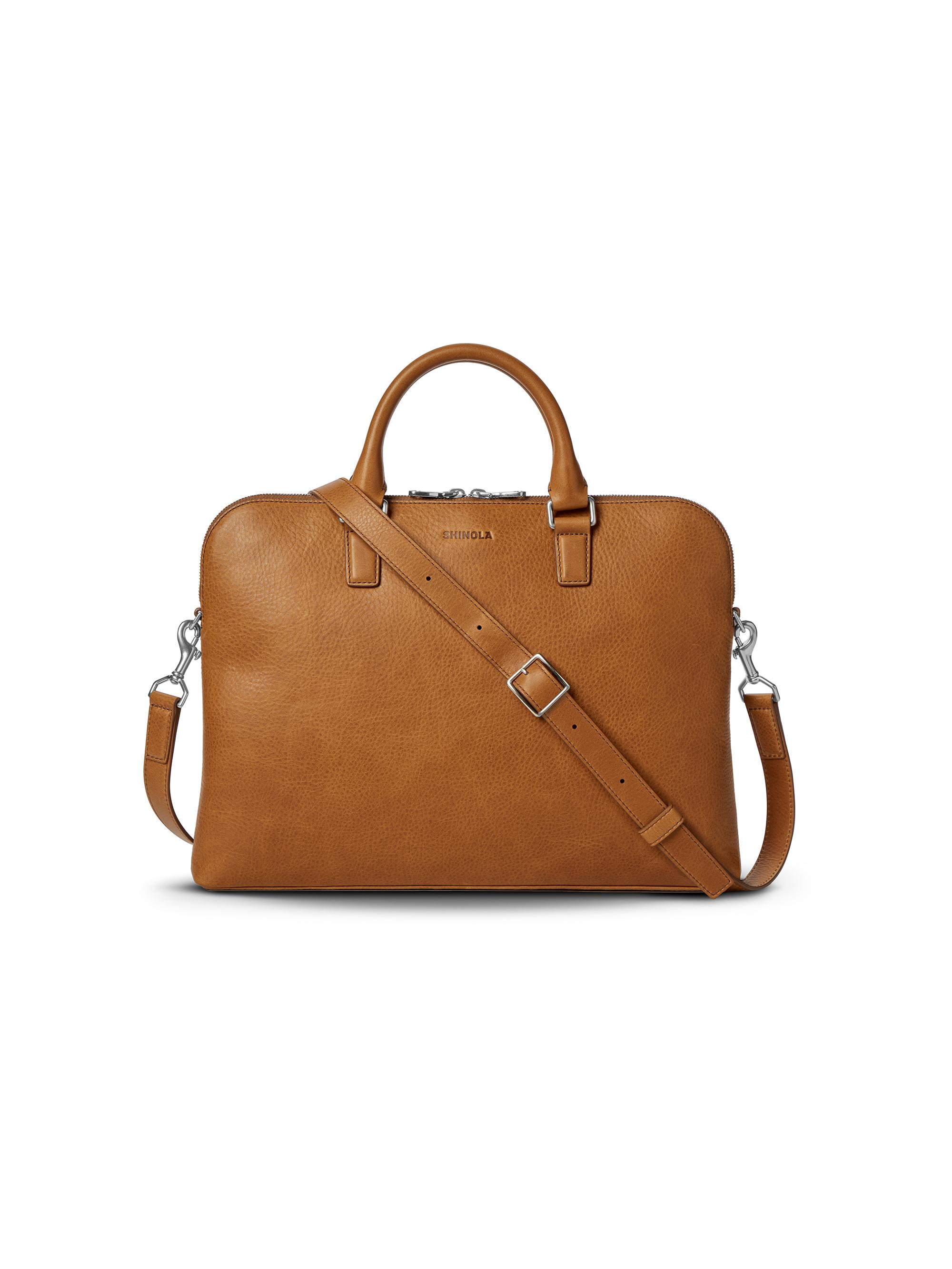 Shinola Men's Leather Portfolio Briefcase - Tan