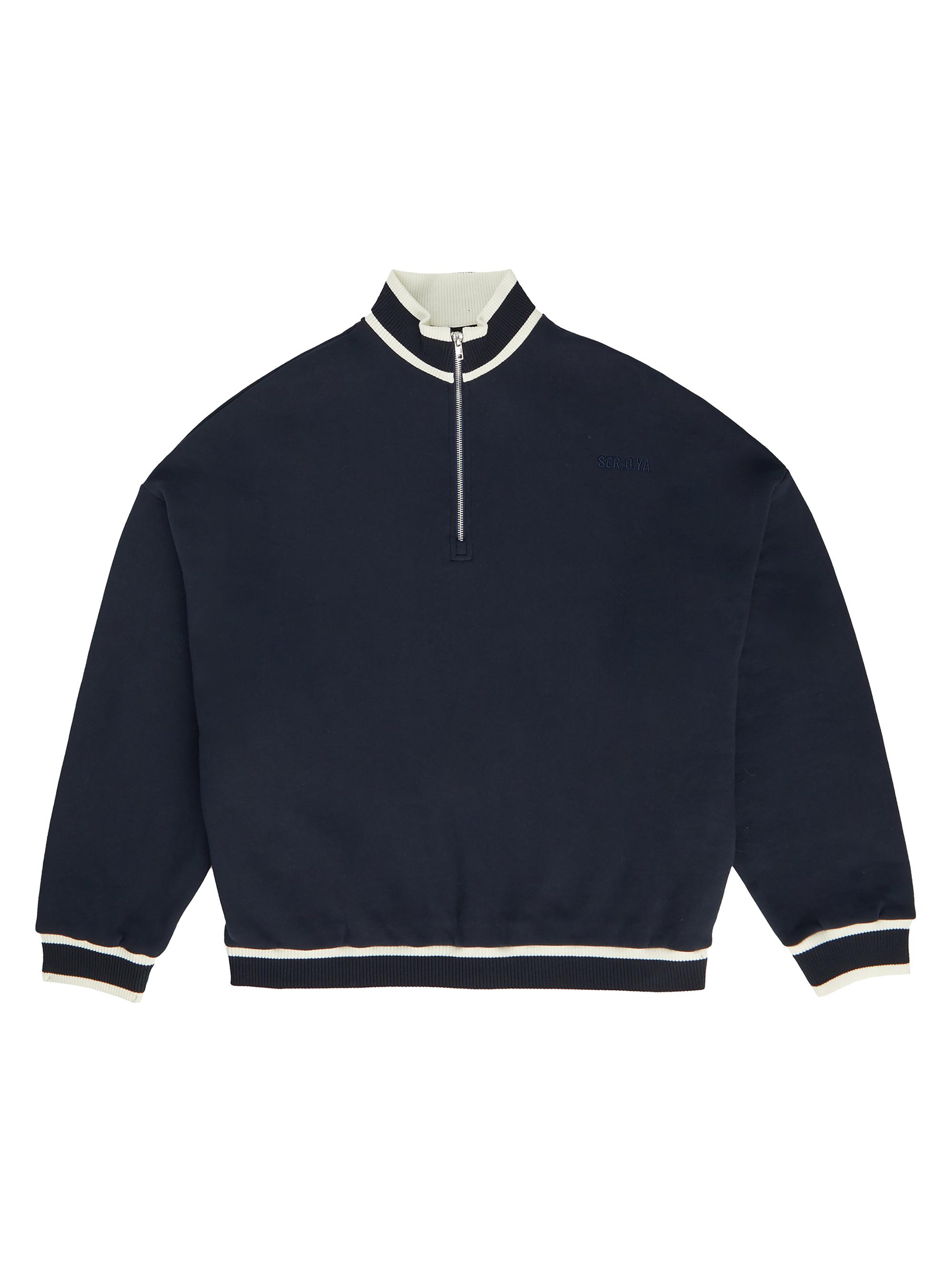 Ser.o.ya Men's Theodore Oversized 3/4 Zip Pullover - Navy White