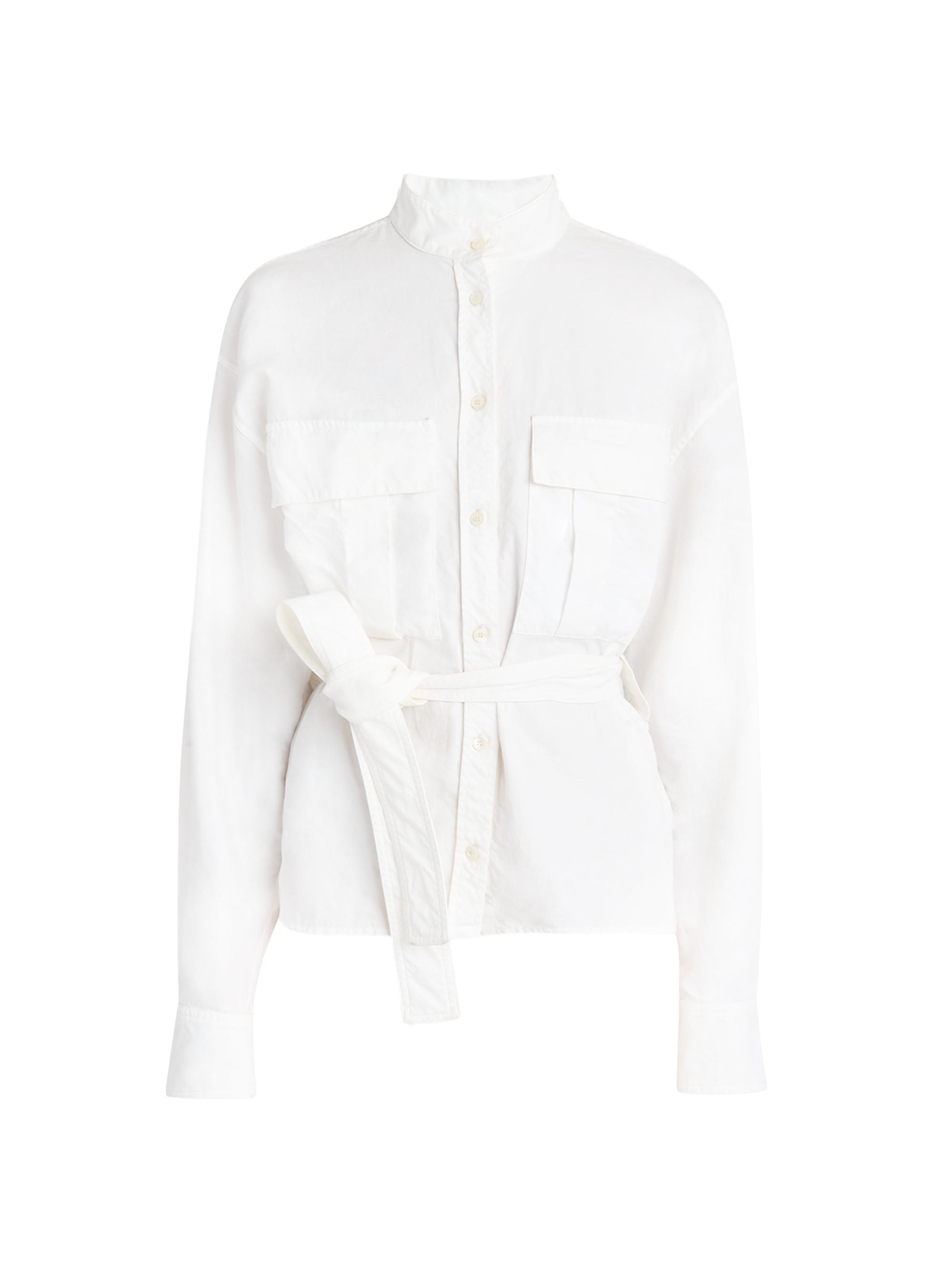 FERRAGAMO Women's Saharan Cotton-Blend Belted Utility Shirt - Mascarpone