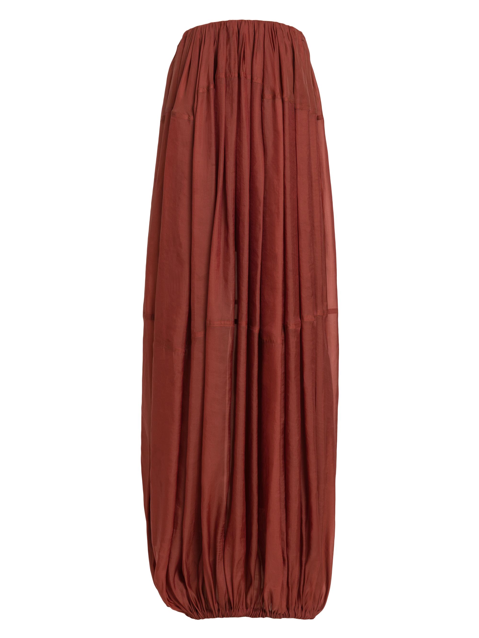 FERRAGAMO Women's Pleated Organza Maxi Dress - Brick Brick