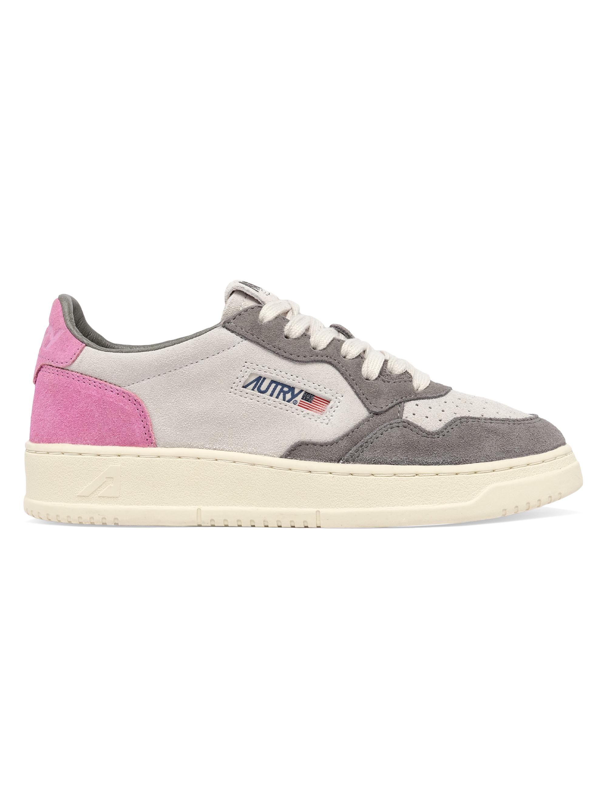 Autry Women's Medalist Colorblocked Suede Low-Top Sneakers - White Grey Pink