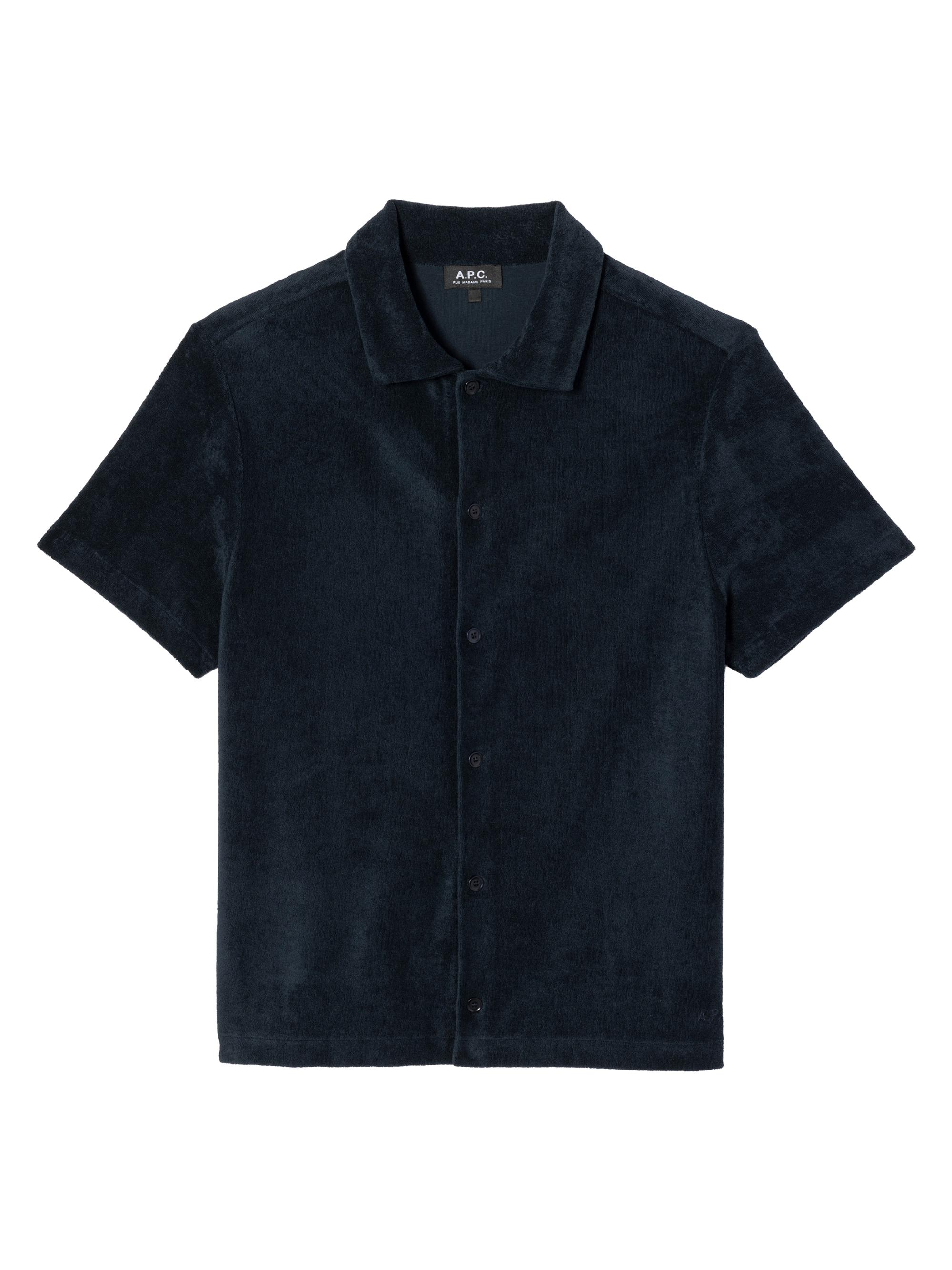 A.P.C. Men's Chemisette Nicolo Short-Sleeve Button-Front Shirt - Dark Navy