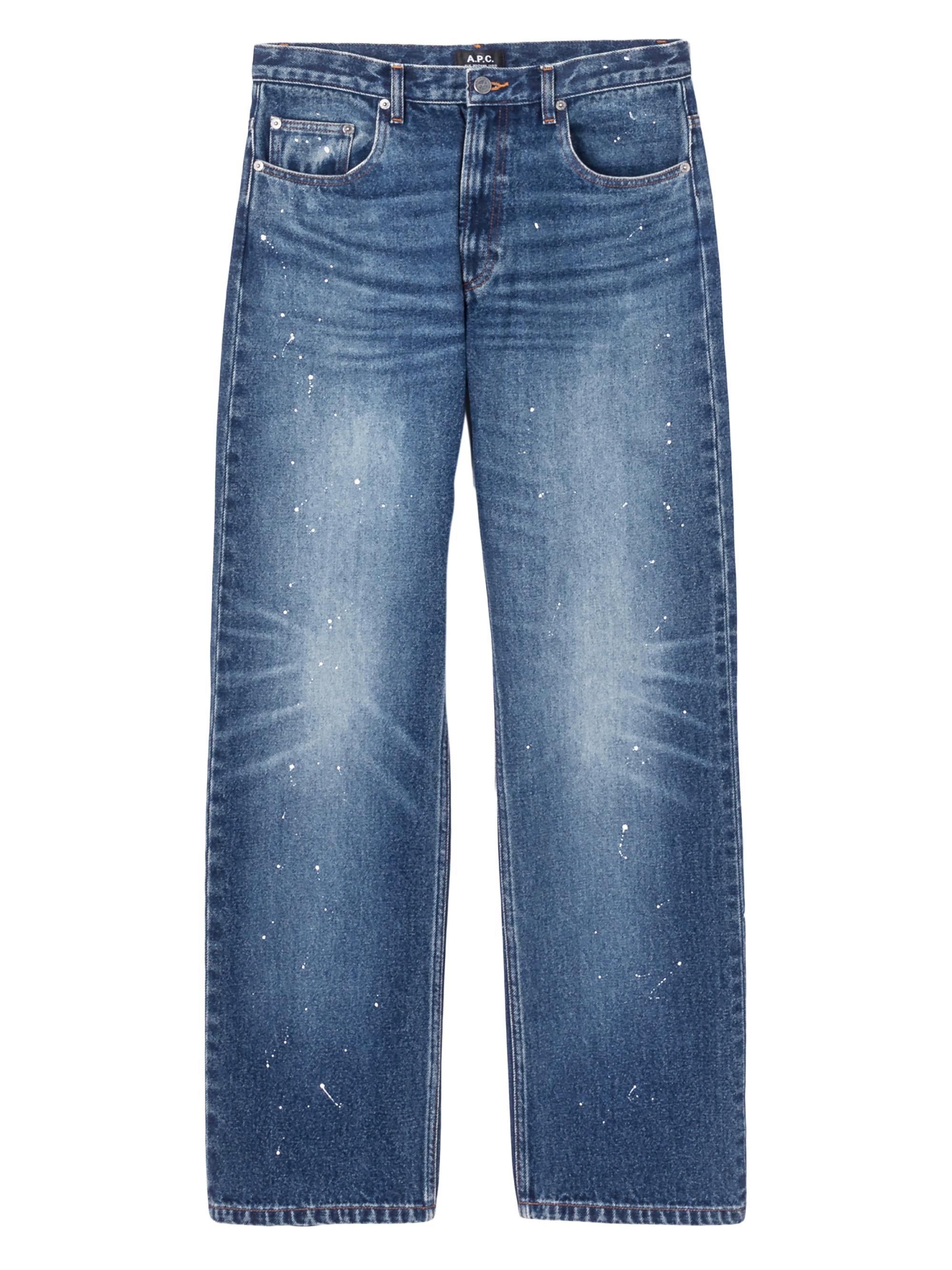 A.P.C. Men's Paint Splatter Relaxed Straight-Leg Jeans - Washed Indigo