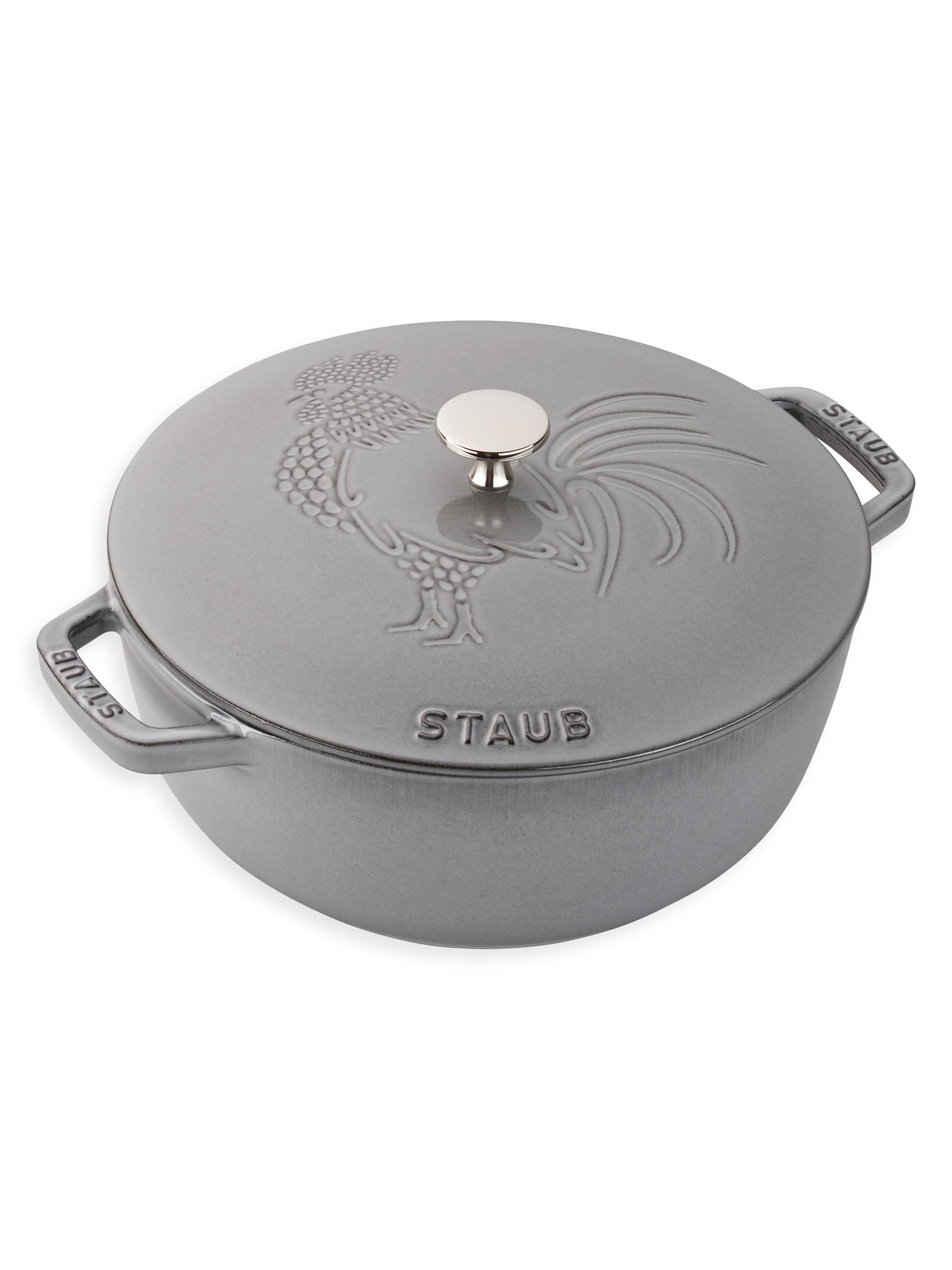 Staub Cast Iron 3.75 Quart Essential French Oven Rooster - Graphite Grey
