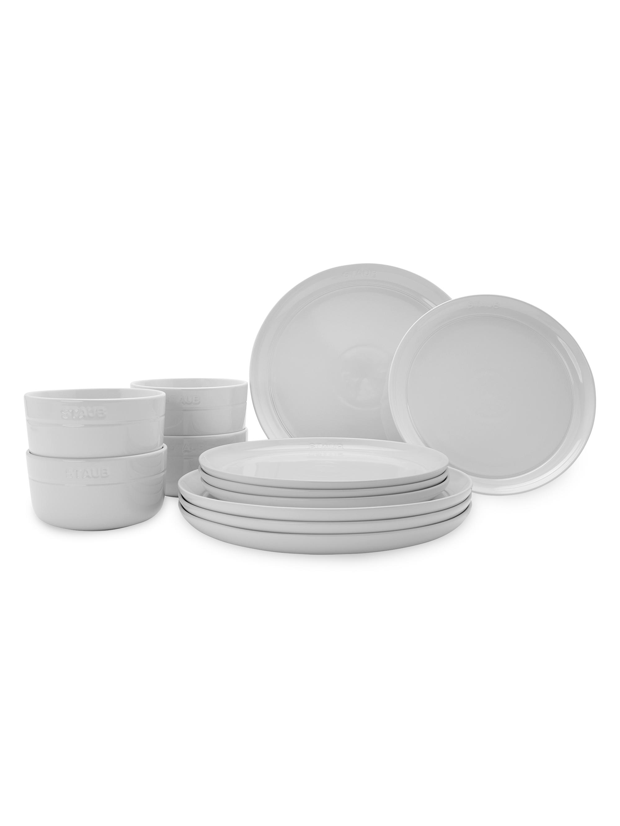 Staub Ceramic 12-Piece Dinnerware Set - White