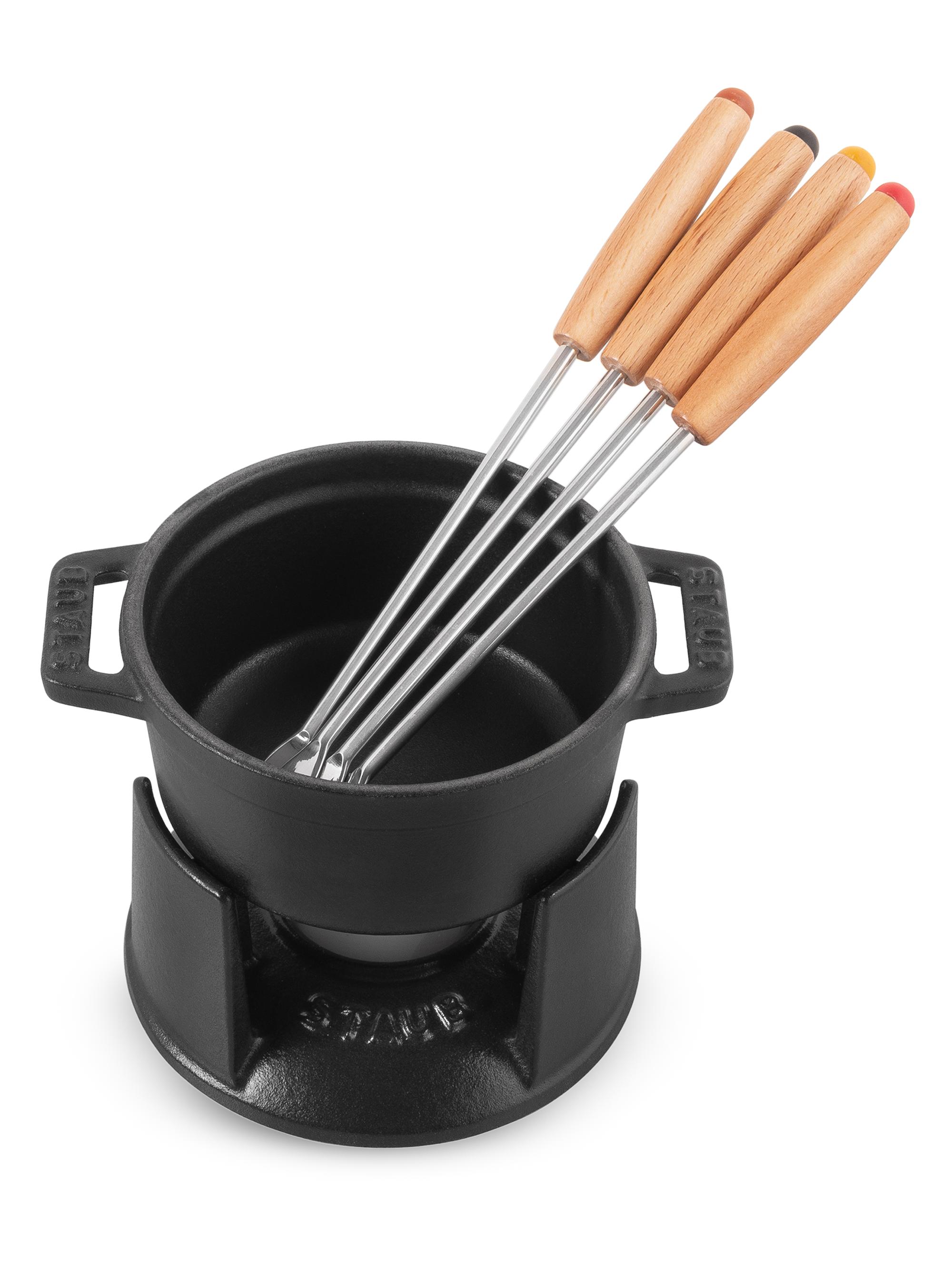 Staub Cast Iron 0.25 Quart Mini Chocolate Fondue Set - Matte Black