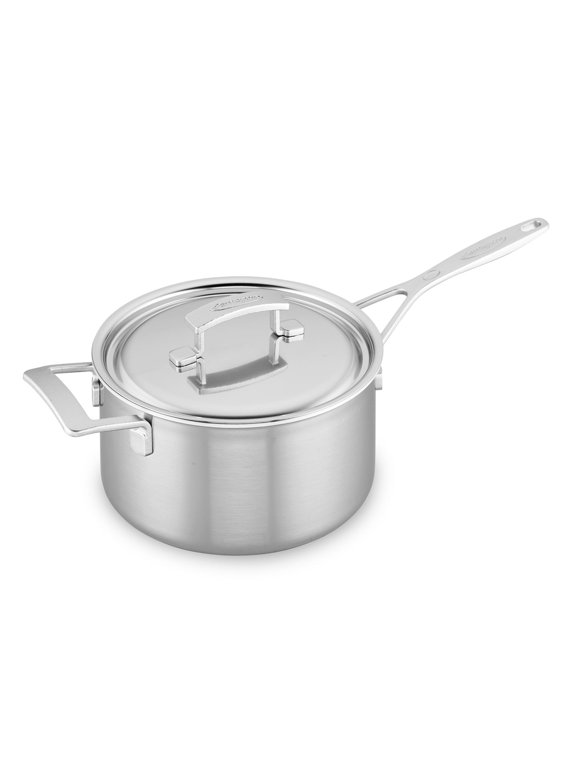 Demeyere Industry 5 Ply 4 Quart Stainless Steel Saucepan with Handle Helper - Stainless Steel
