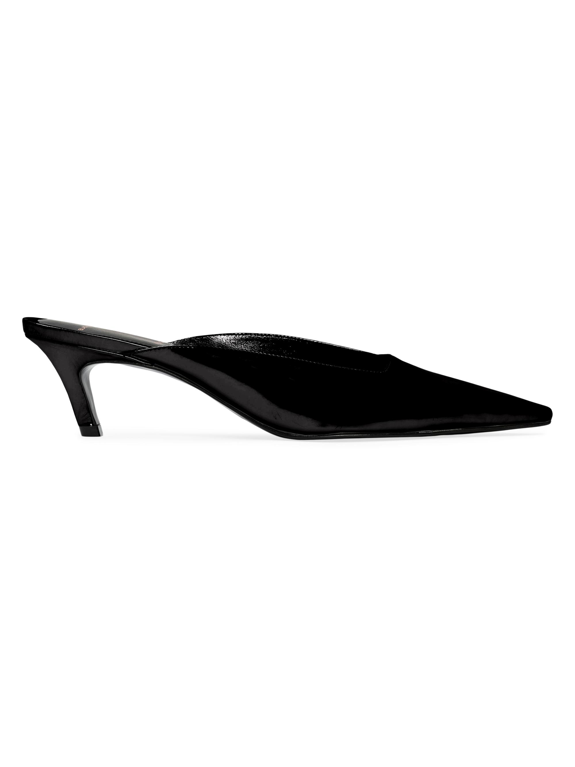 Black Suede Studio Women's Logan 50MM Box Leather Mules - Black Leather