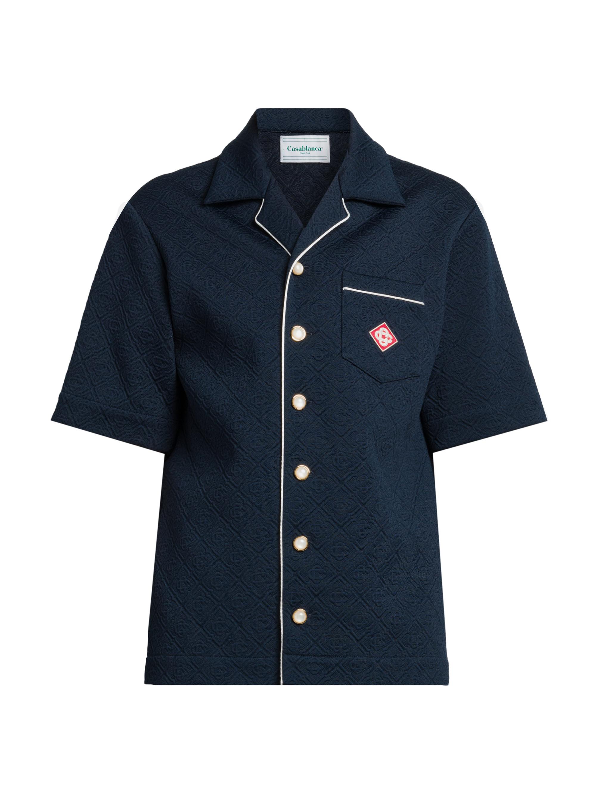 Casablanca Men's Logo Textured Camp Shirt - Navy