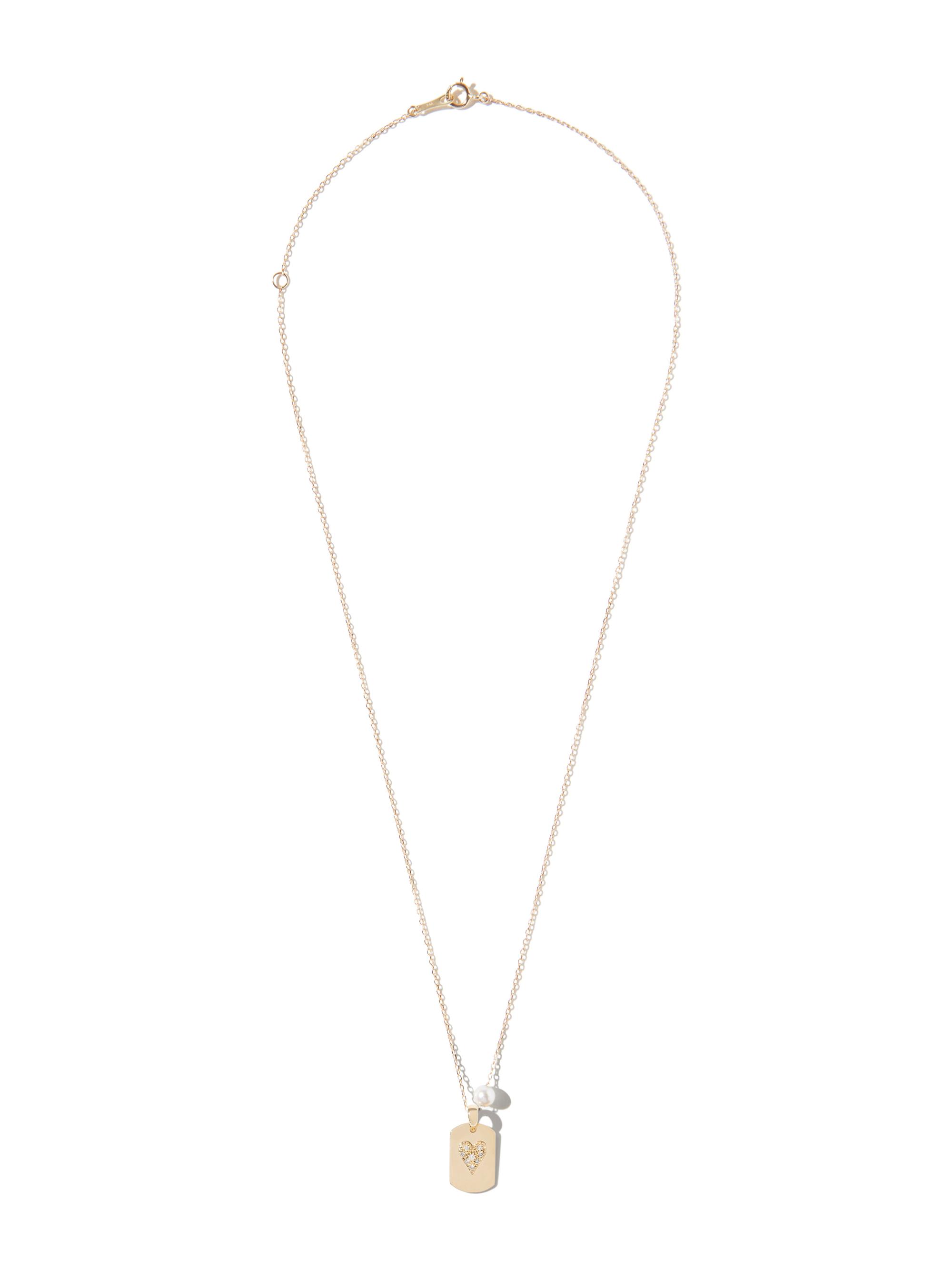 Mizuki Women's Sea Of Beauty 14K Yellow Gold, Pearl & 0.03 TCW Diamond Heart Tag Necklace - Yellow Gold