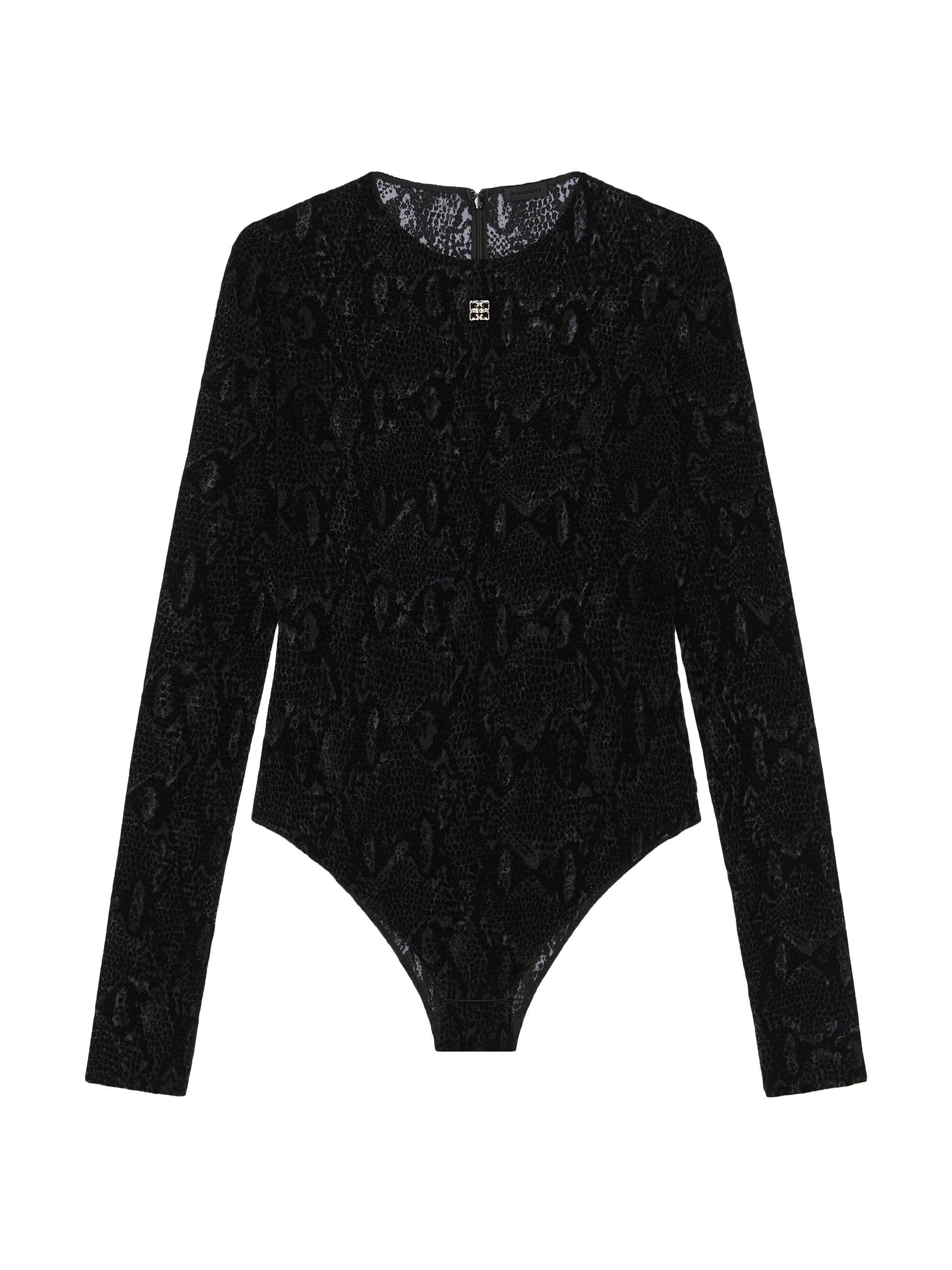 Givenchy Women's Bodysuit in Python Print Tulle - Black
