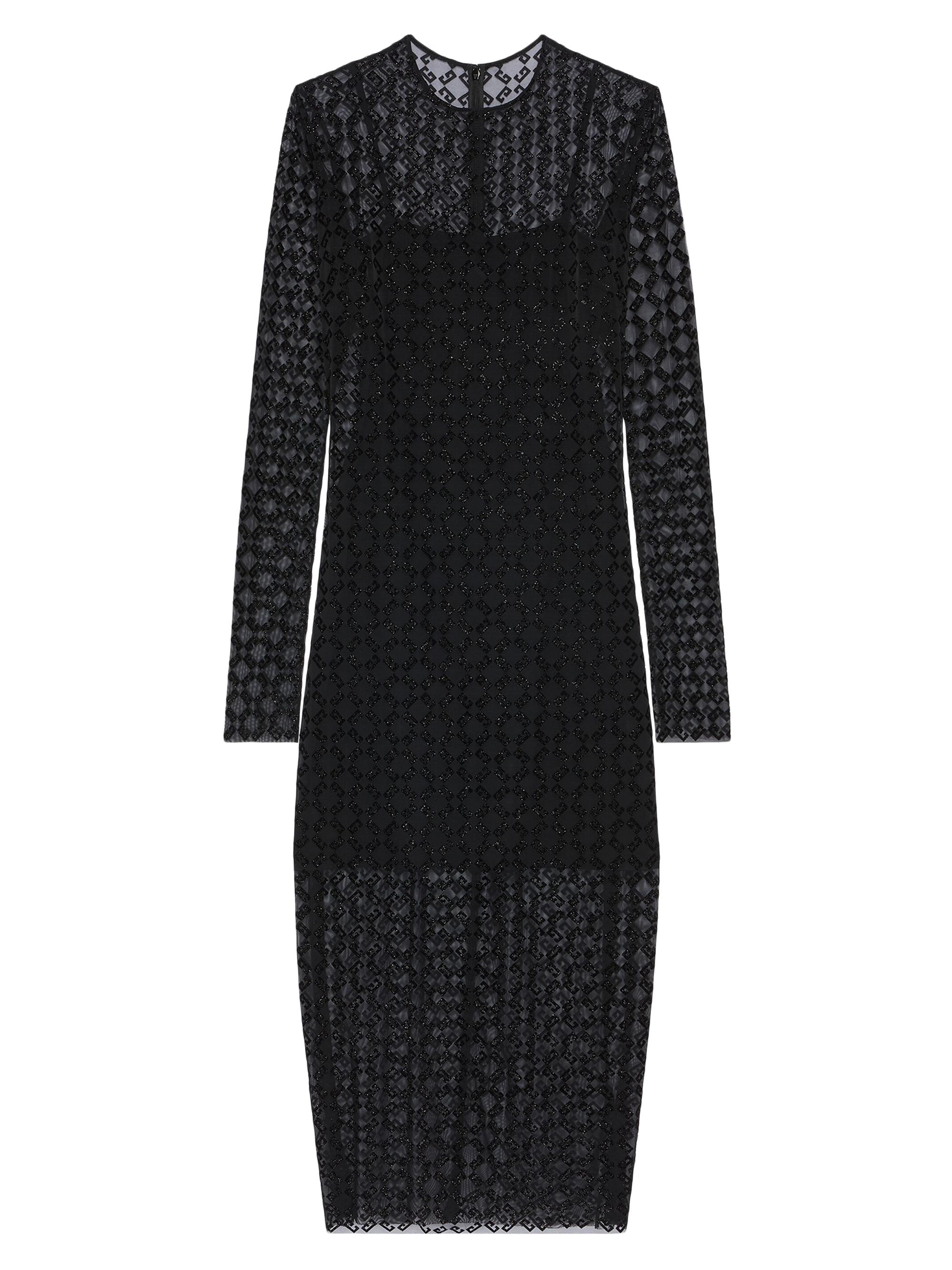 Givenchy Women's Dress in Shiny Monogram Tulle - Black Silvery