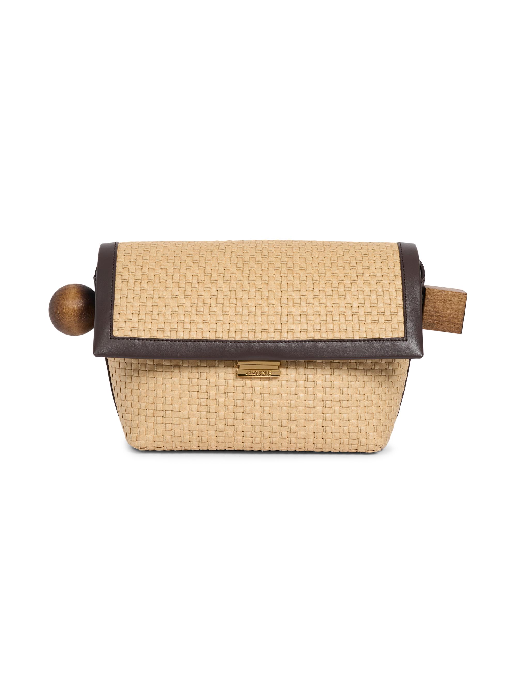 Jacquemus Women's Le Rond Carre Raffia Shoulder Bag - Natural Dark Brown