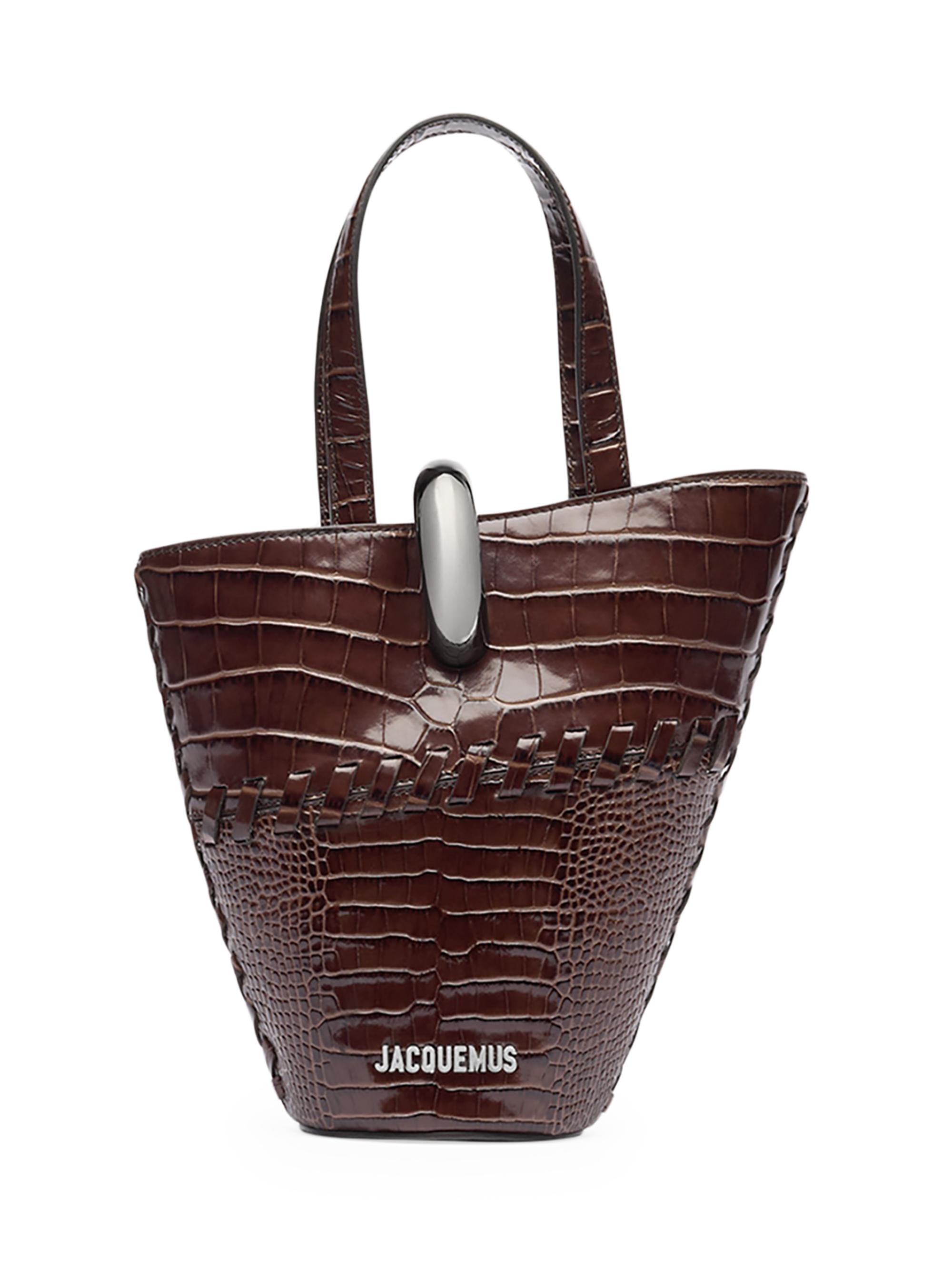 Jacquemus Women's Le Petit Bambola Embossed Leather Bucket Bag - Midnight Brown