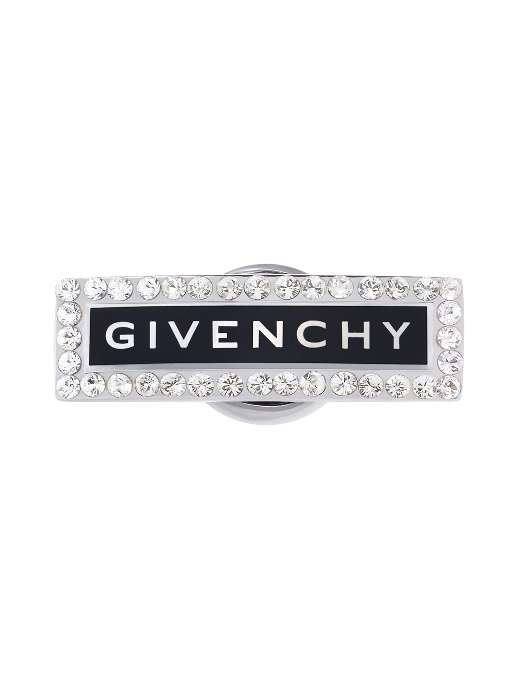 Givenchy Men's ID Earring in Metal with Crystals - Black Silvery