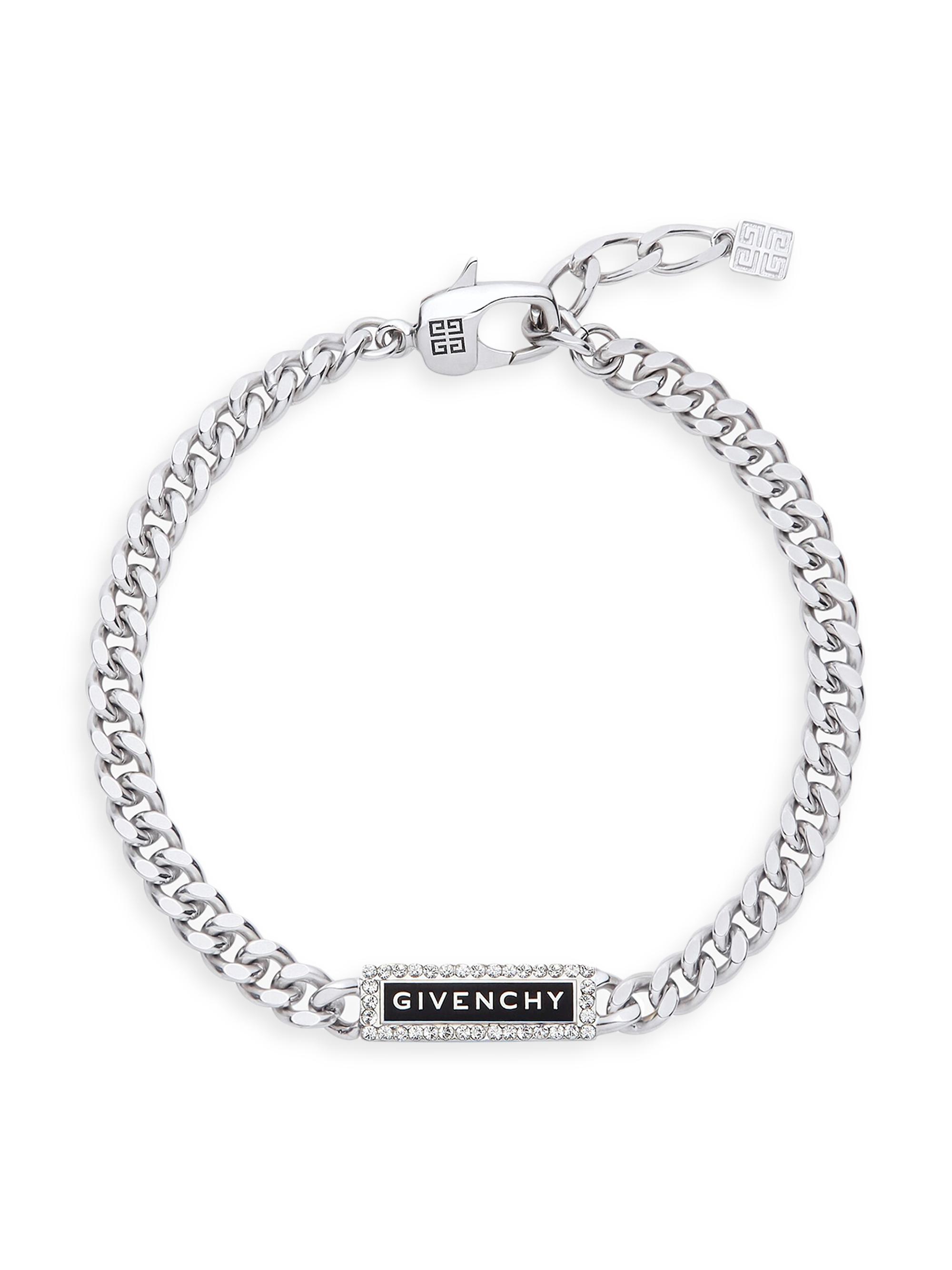 Givenchy Men's ID Bracelet in Metal with Crystals - Black Silvery