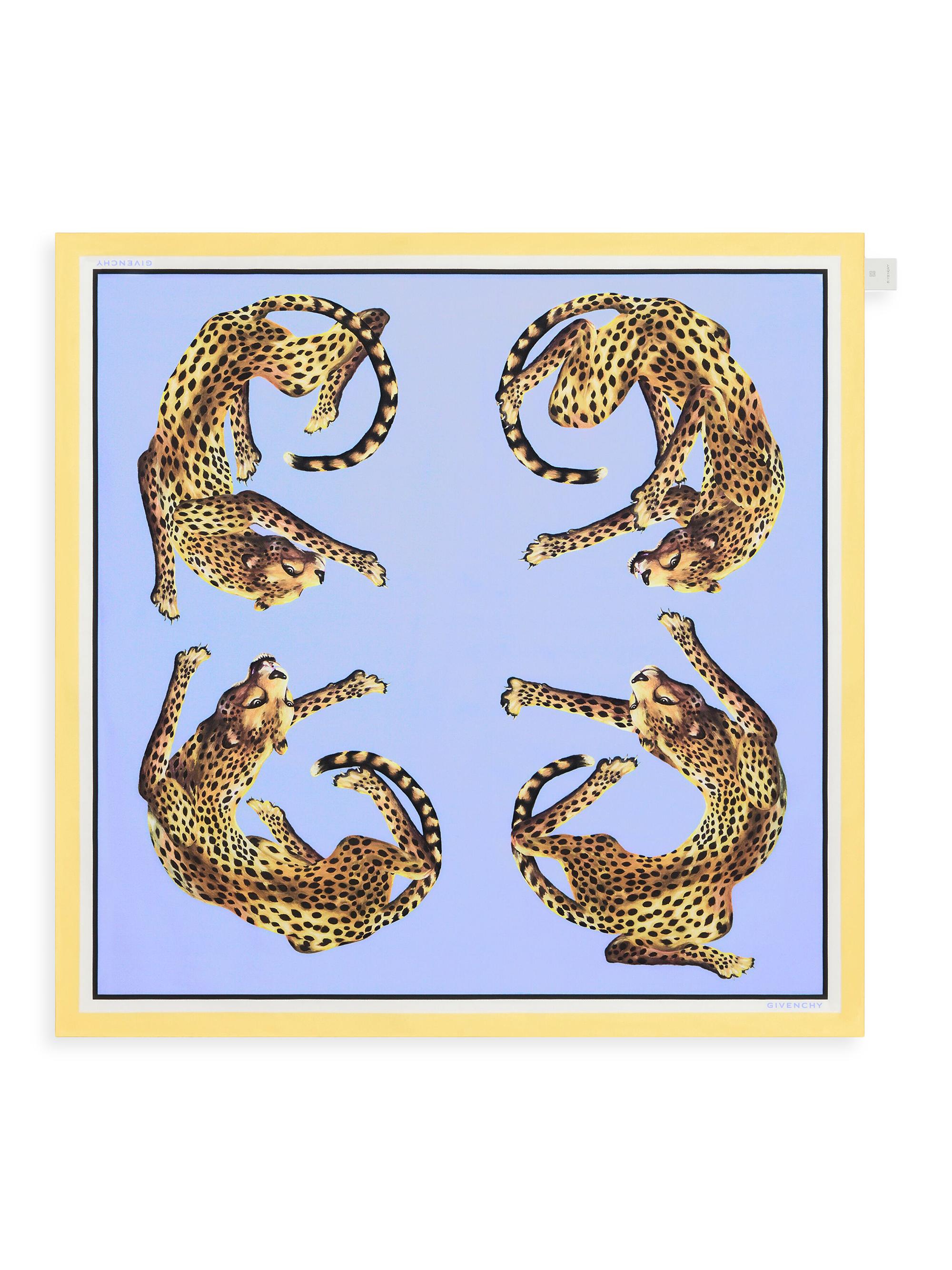 Givenchy Women's Square in Silk with 4G Leopard Print - Steel Blue