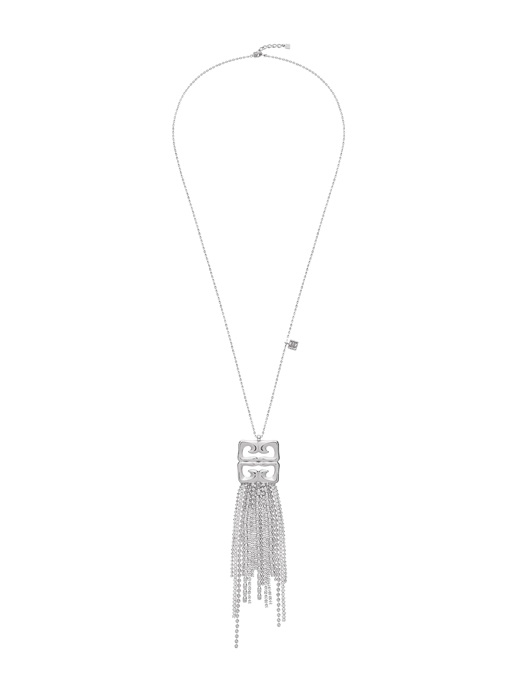 Givenchy Women's 4G Liquid Necklace in Metal with Crystals Fringes - Silvery