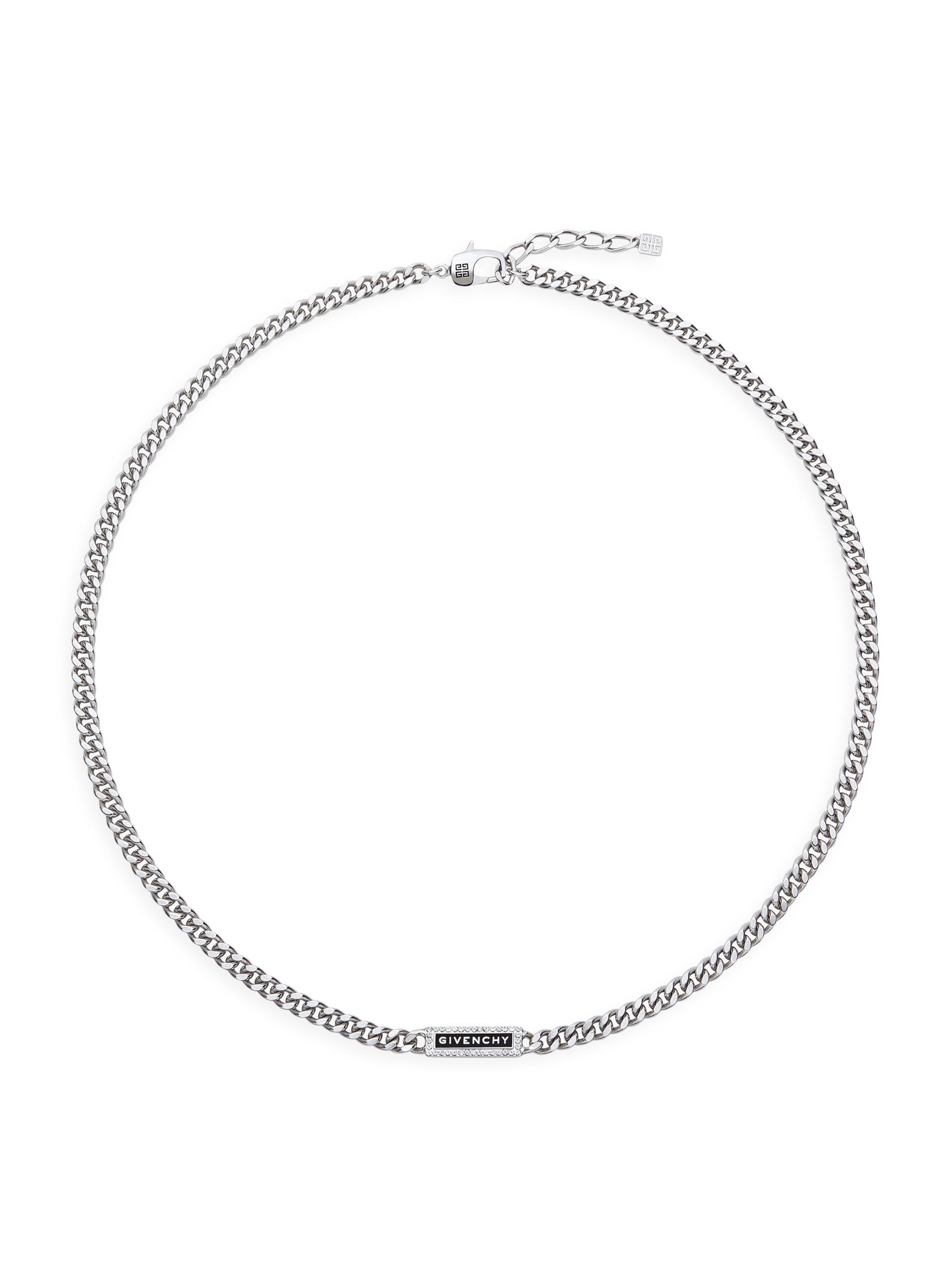 Givenchy Men's ID Necklace in Metal with Crystals - Black Silvery
