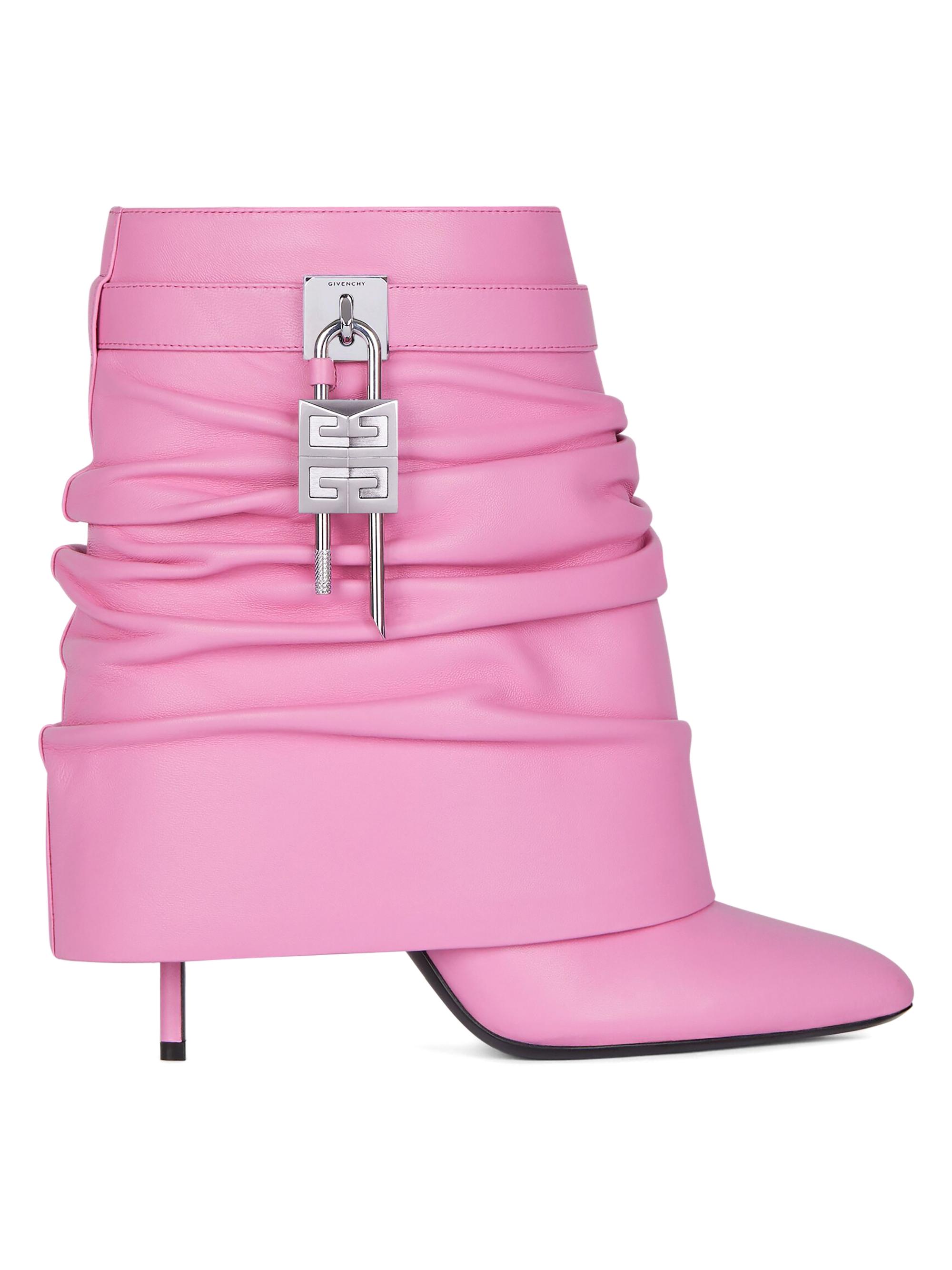 Givenchy Women's Shark Lock Stiletto Ankle Boots in Nappa Leather - Lipstick Pink
