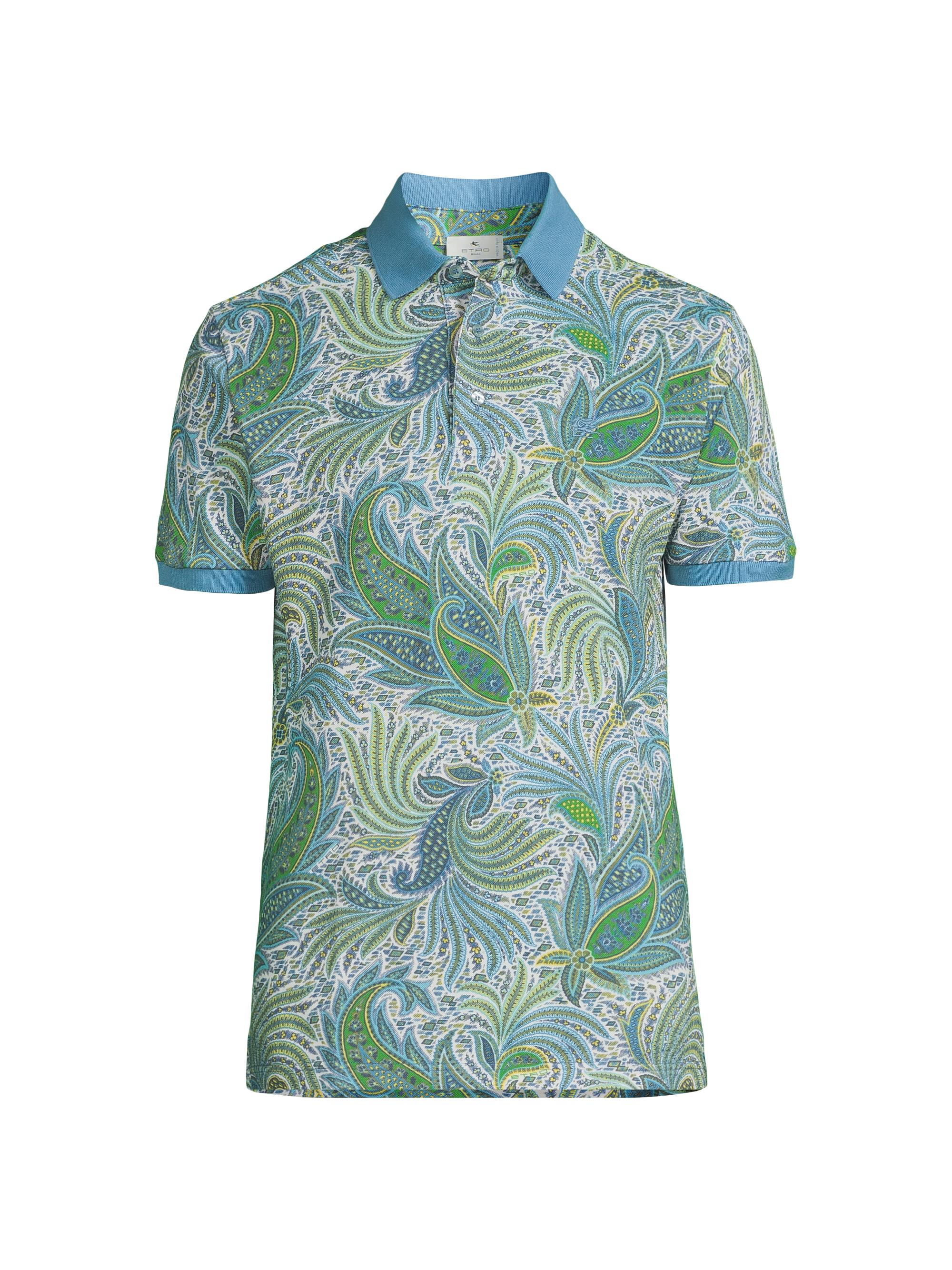 Etro Men's Paisley Cotton Polo Shirt - Blue