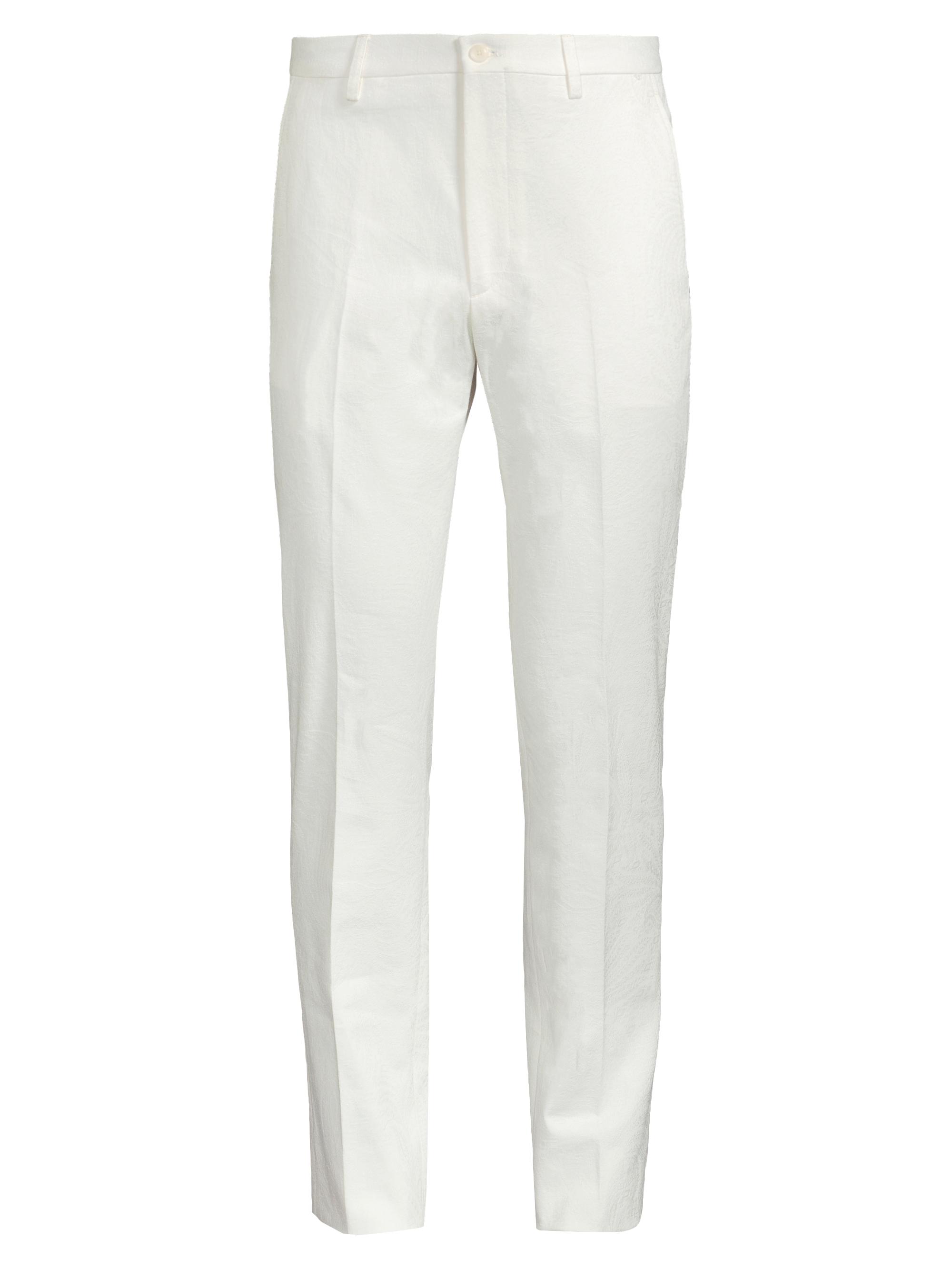 Etro Men's Jacquard Stretch-Cotton Trousers - White