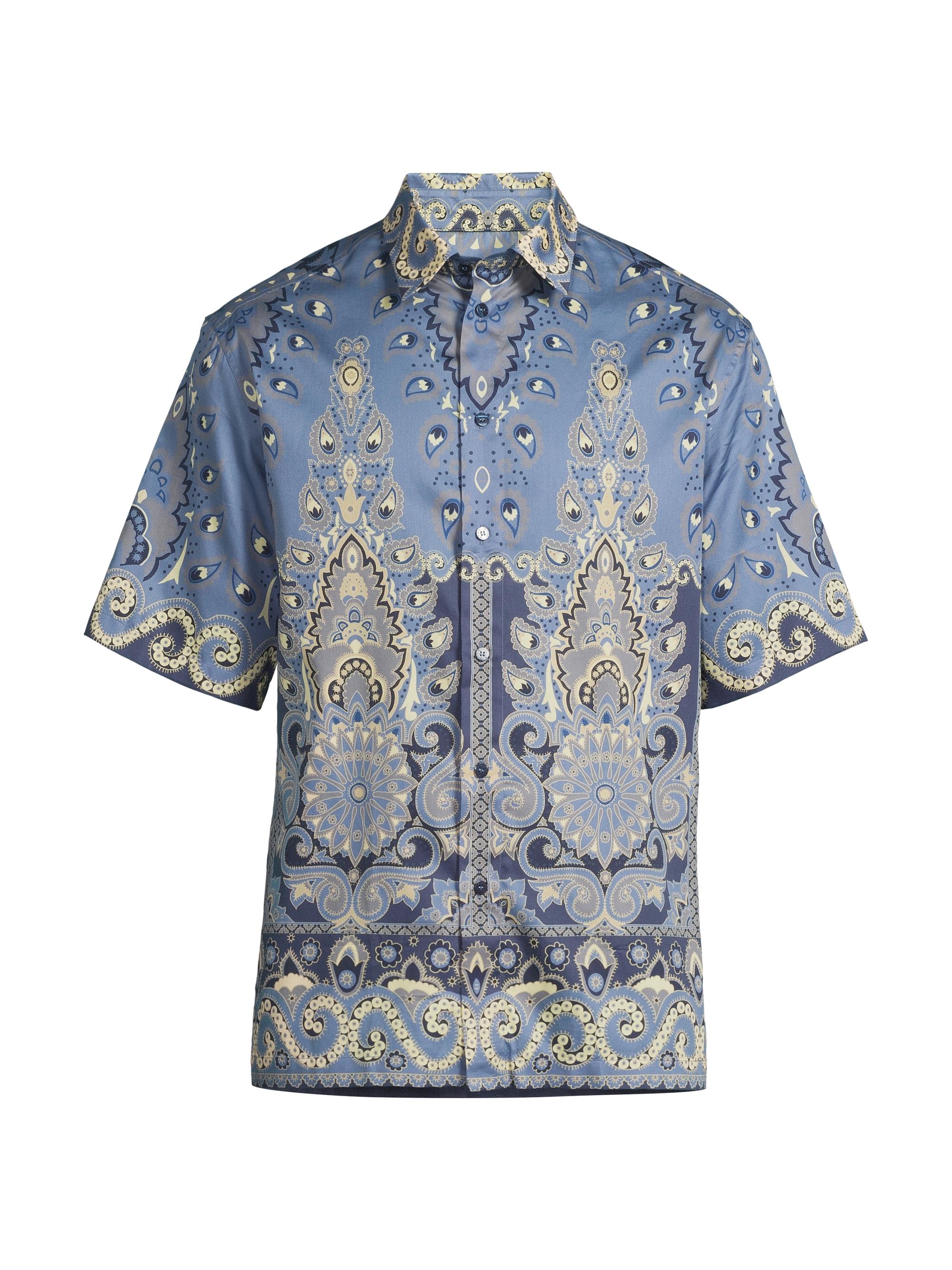 Etro Men's Paisley Cotton Camp Shirt - Blue