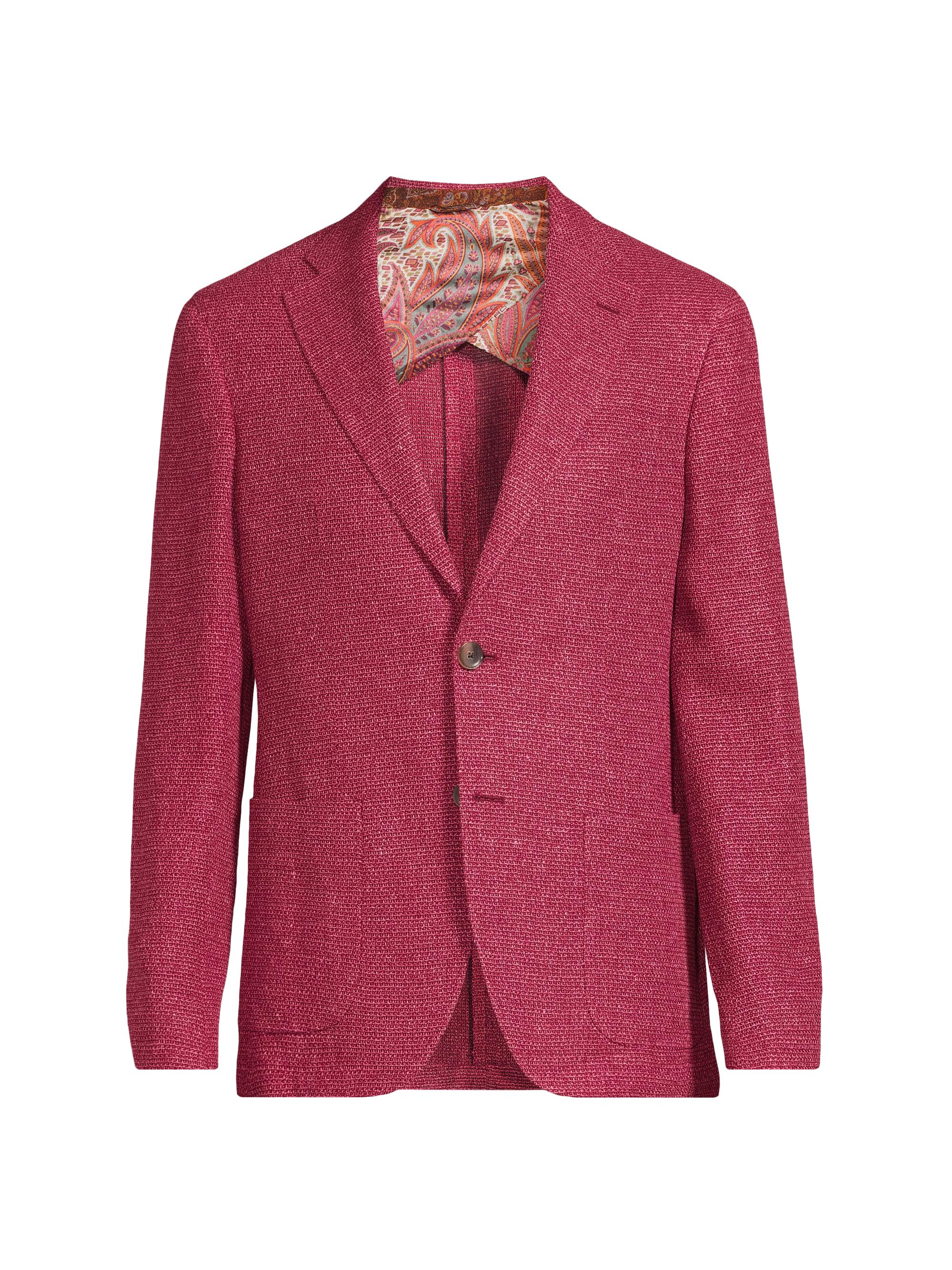 Etro Men's Solid Textured Silk-Linen Sportcoat - Red