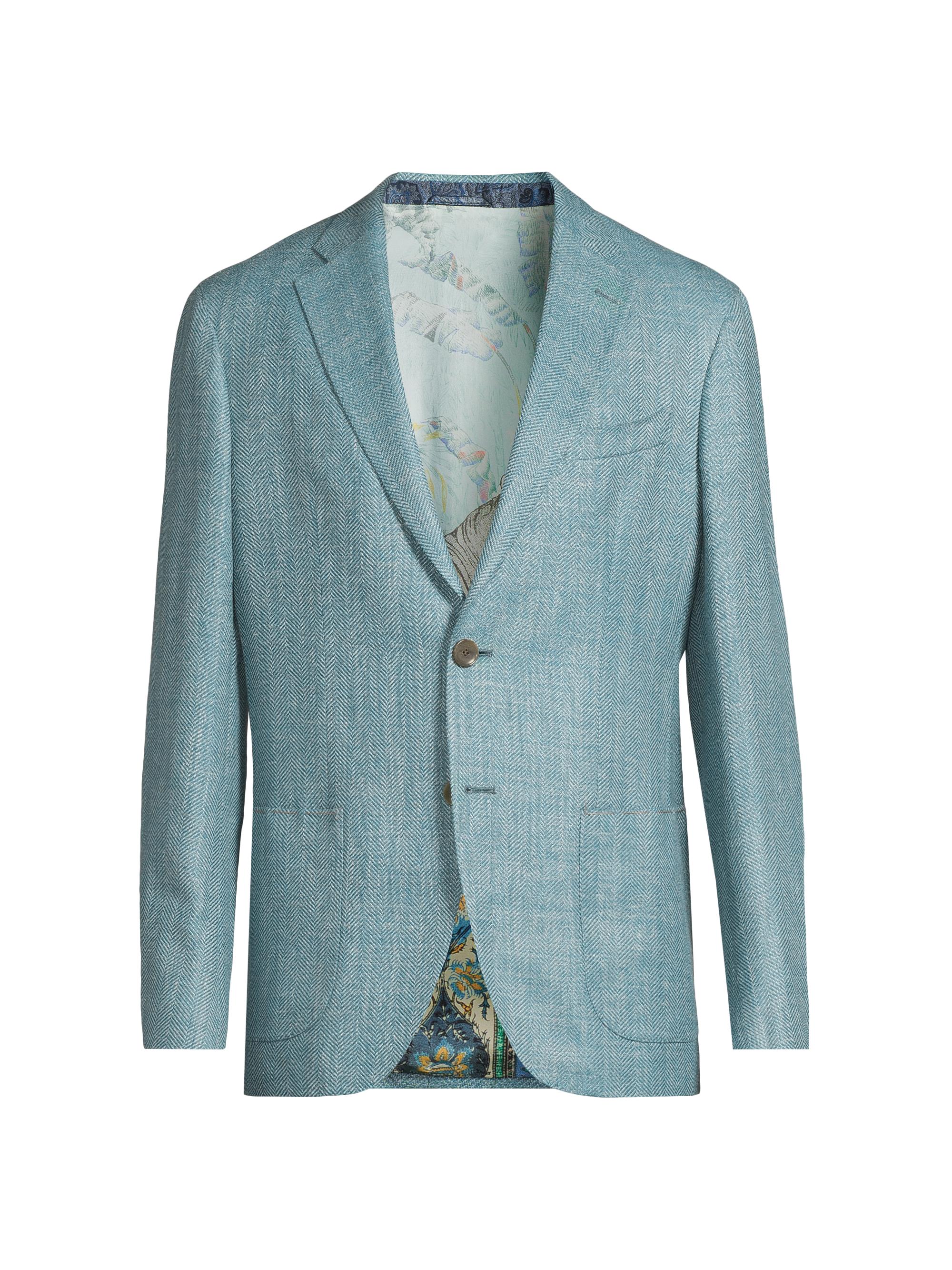 Etro Men's Herringbone Wool-Blend Jacket - Teal