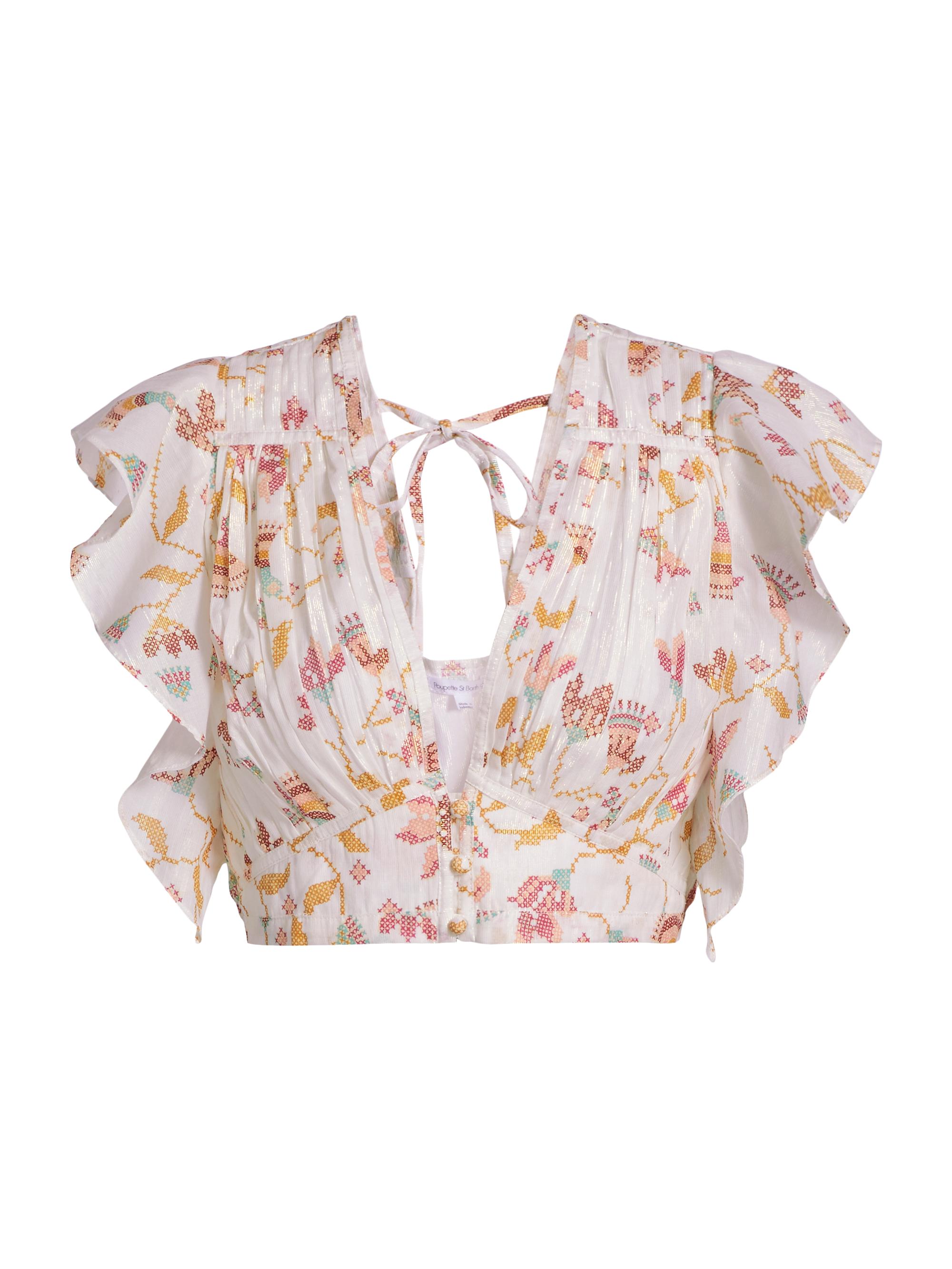 Poupette St Barth Women's Kikka Shimmer Cotton Crop Top - Pink Ylang Ylang