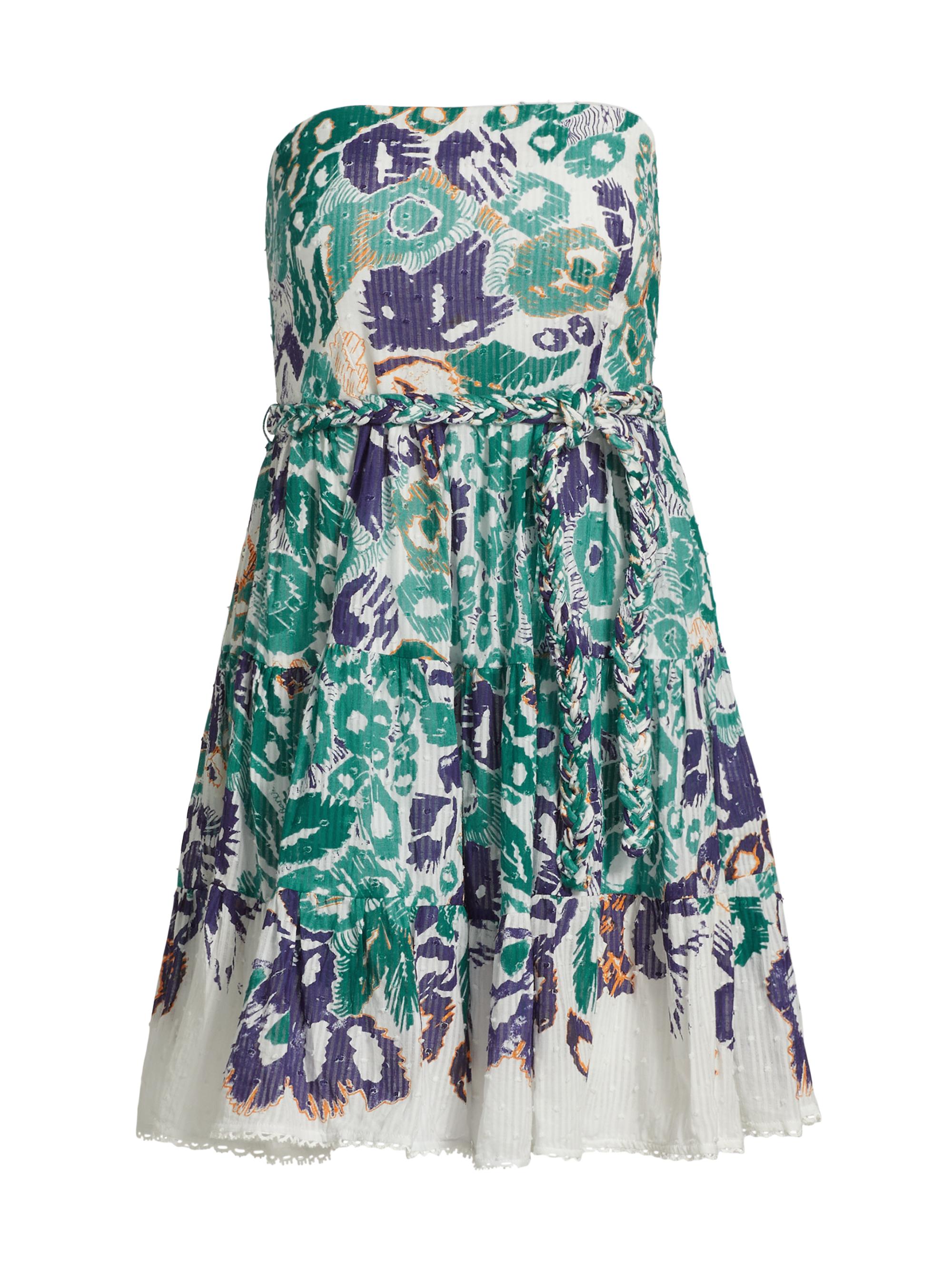 Poupette St Barth Women's Christine Bandeau Strapless Fit & Flare Minidress - Blue Pencilleo