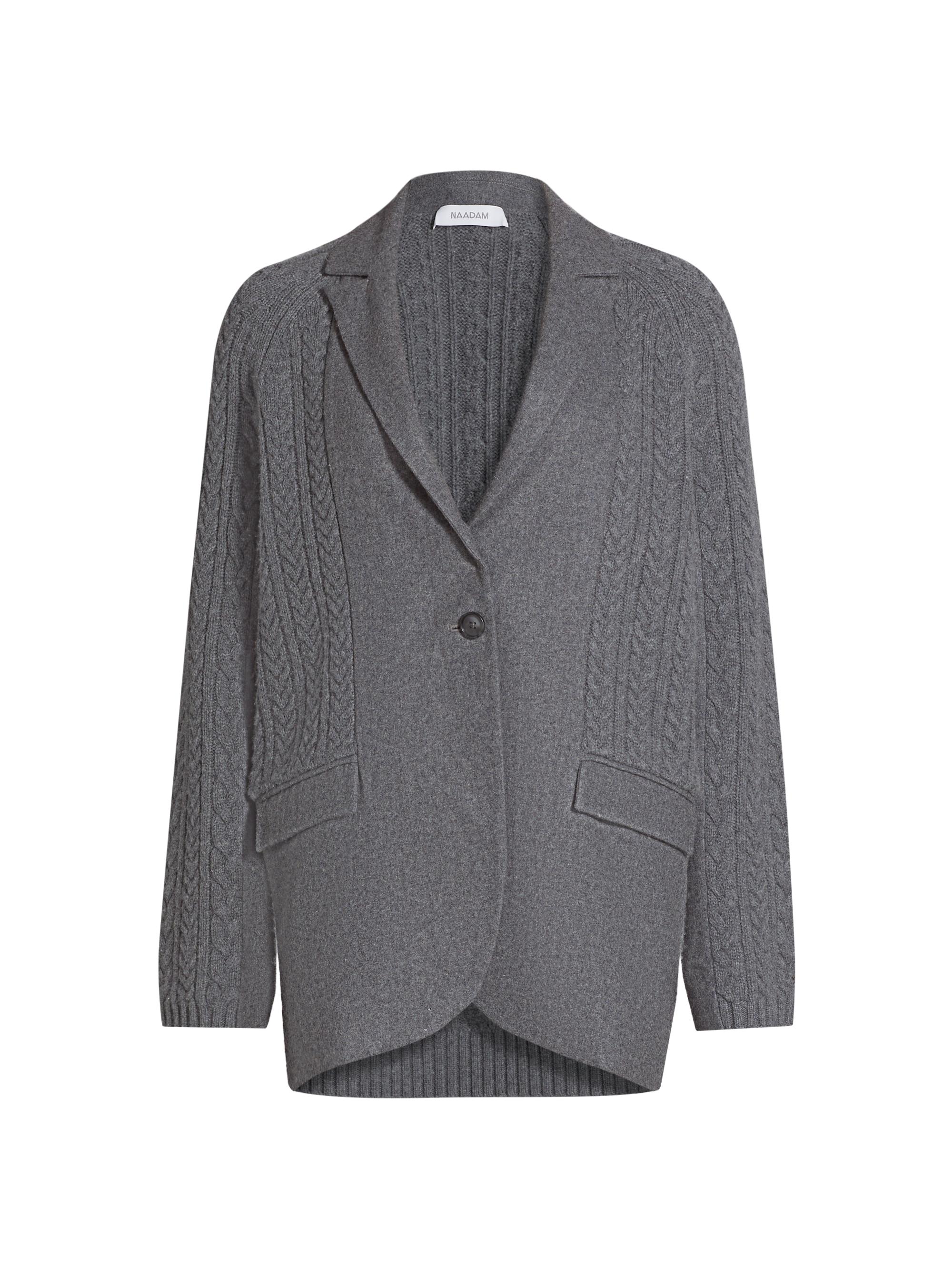 Naadam Women's Wool-Blend Cable-Knit Single-Breasted Blazer - Granite