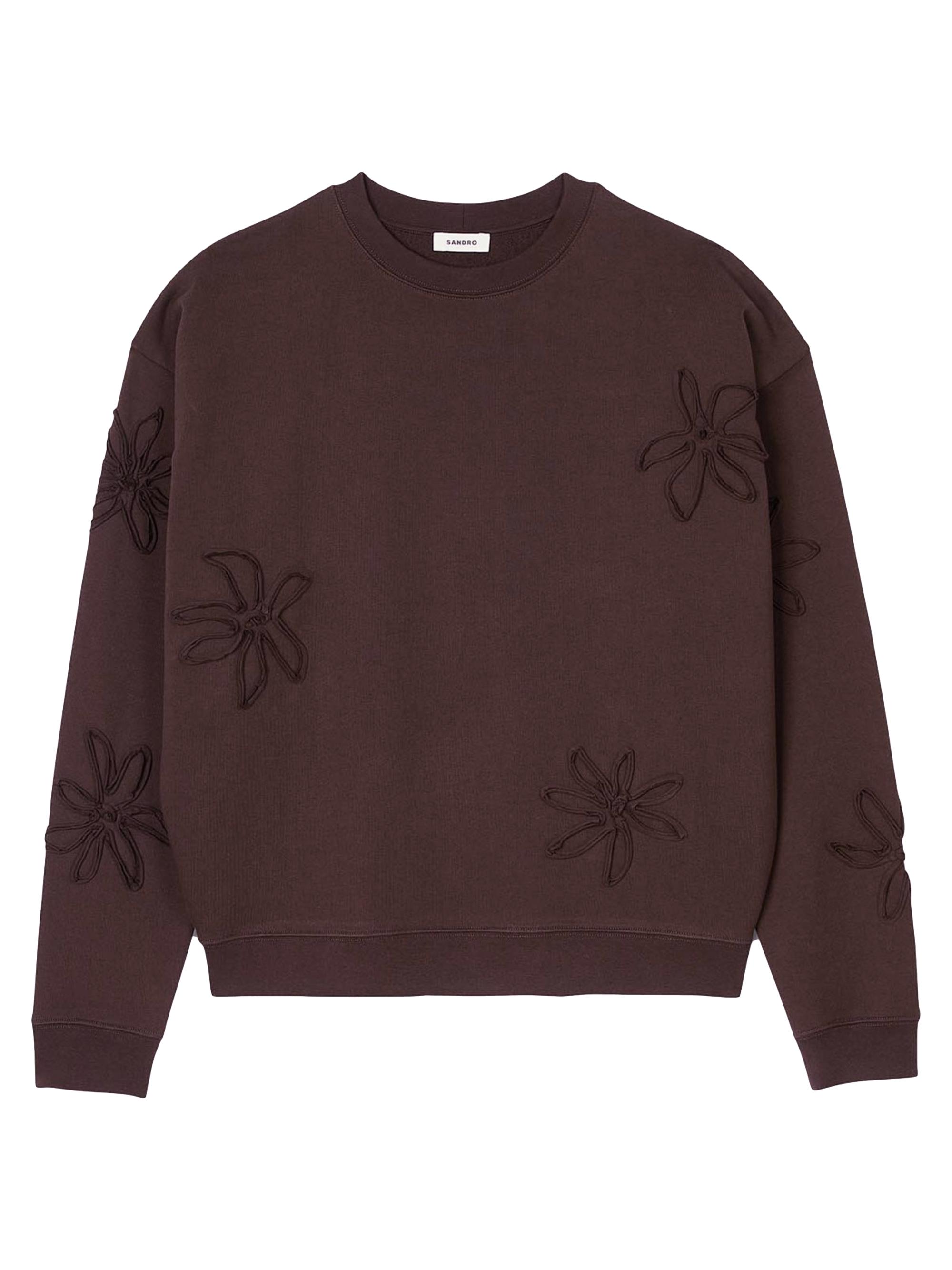 Sandro Men's Oversized Floral Sweatshirt - Chocolate