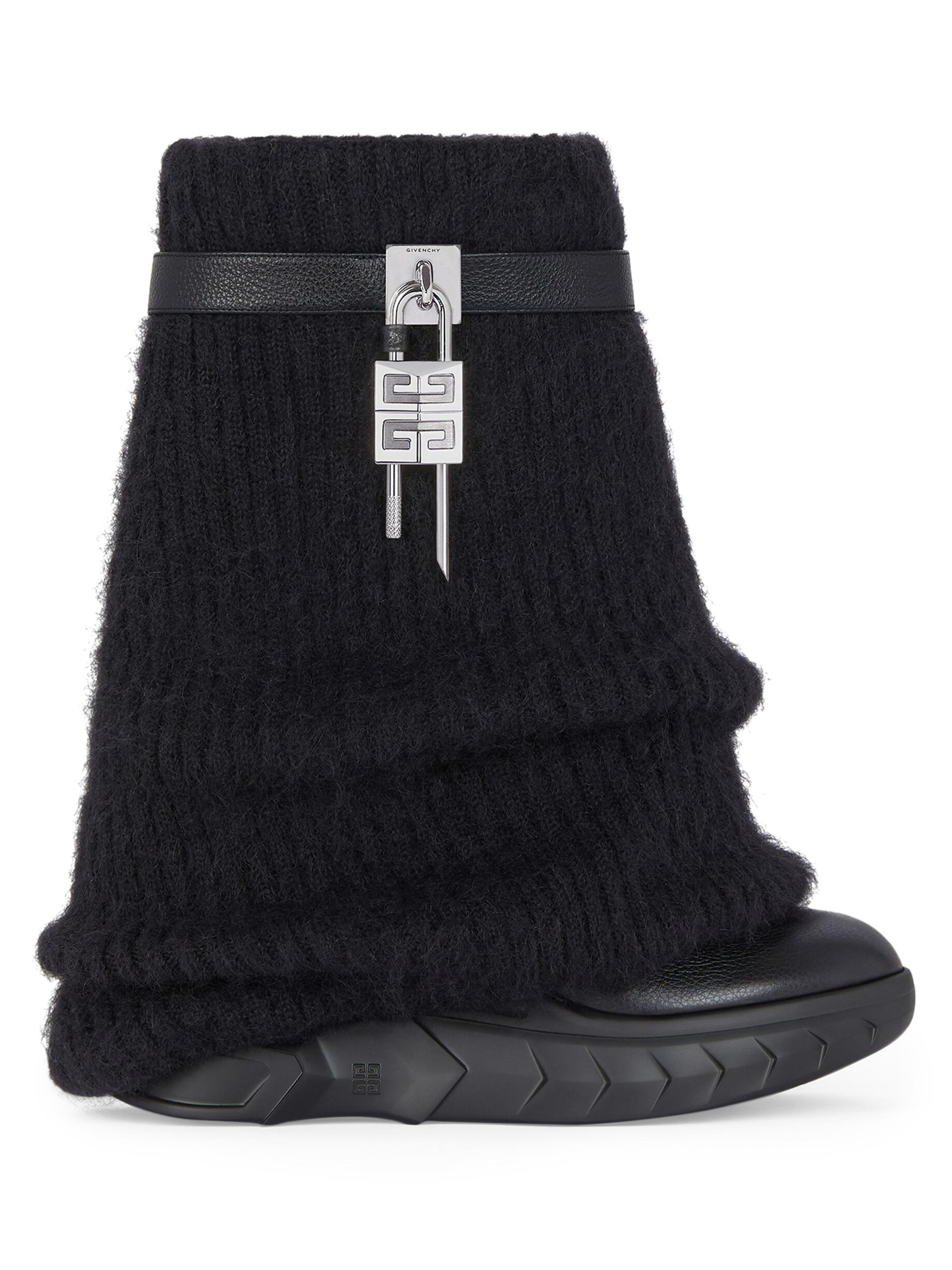 Givenchy Women's Shark Lock Biker Ankle Boots in Wool - Black