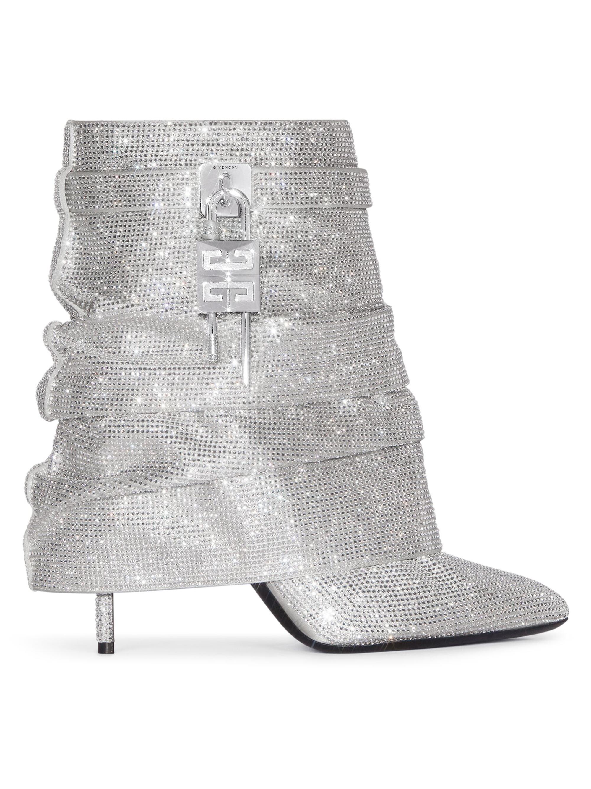 Givenchy Women's Shark Lock Stiletto Ankle Boots in Satin - Silvery