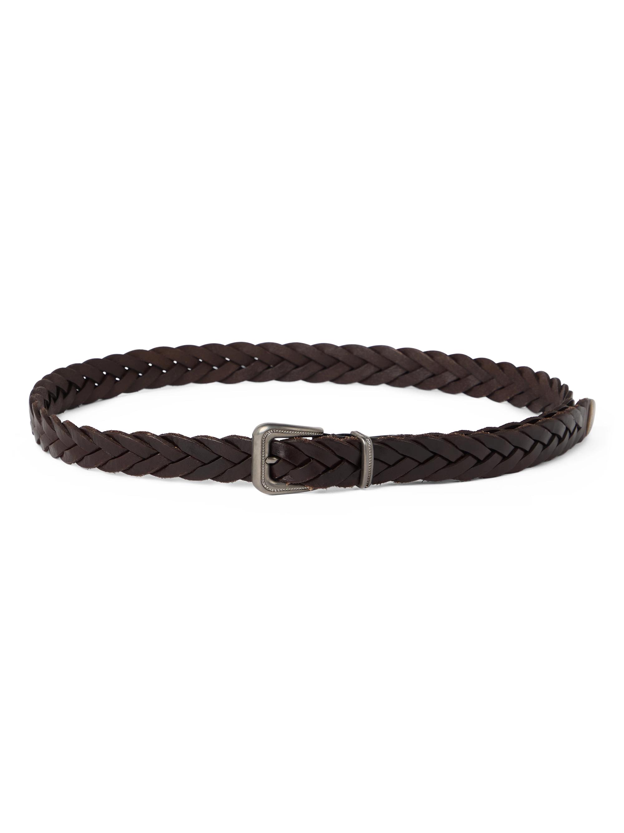 Brunello Cucinelli Women's Braided Leather Belt with Monili - Rust Brown