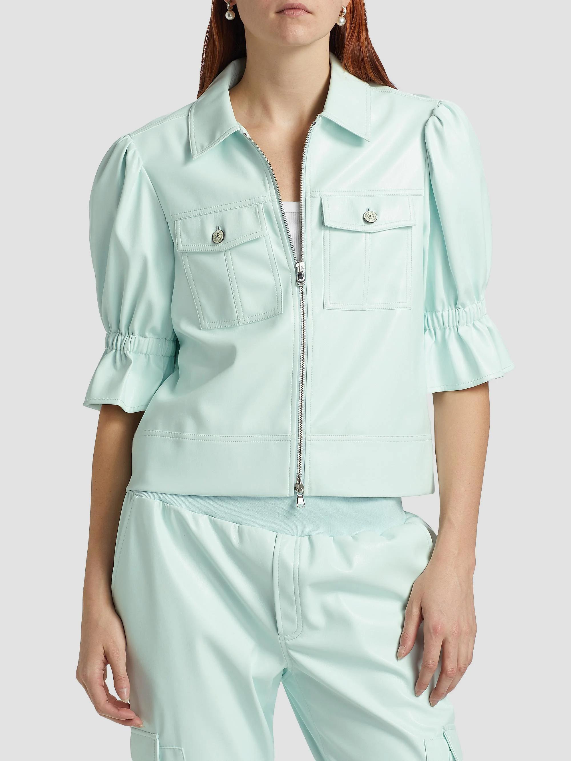 Cinq à Sept Holly Faux Leather Puff Sleeve Jacket | Saks Fifth Avenue