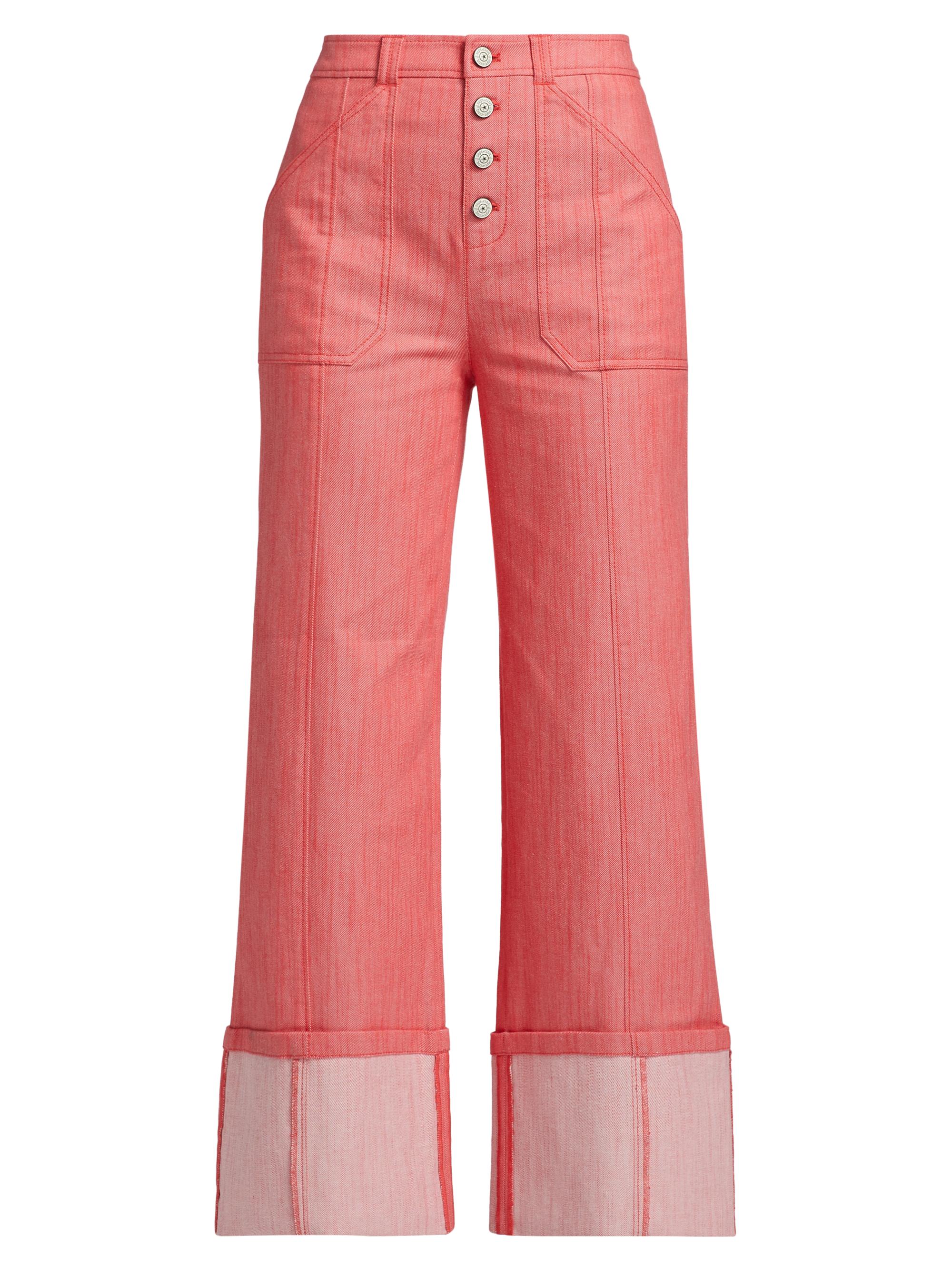 Cinq à Sept Women's Benji High-Rise Cuffed Wide-Leg Jeans - Cherry Lemon