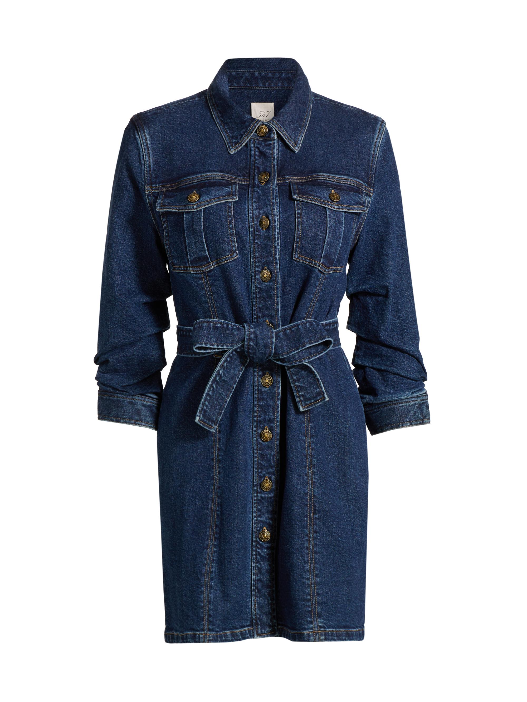 Cinq à Sept Clea Belted Denim Mini-Shirtdress | Saks Fifth Avenue