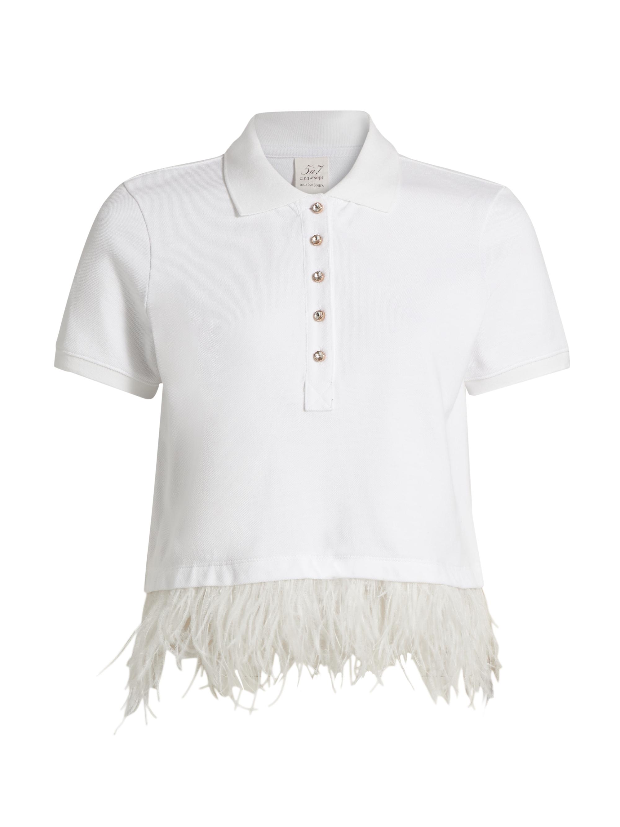 Cinq à Sept Women's Reign Feather-Hem Top - White