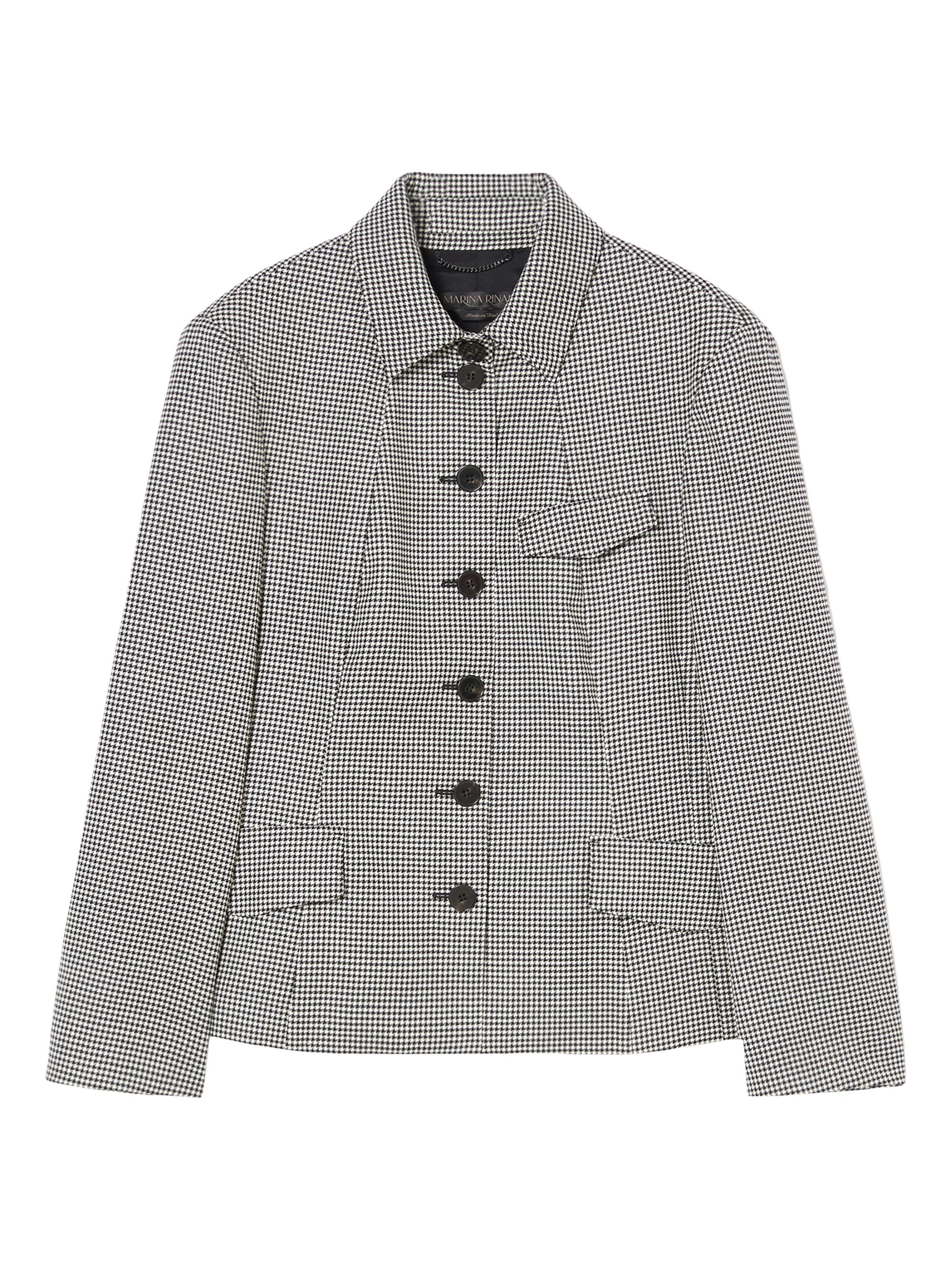 Marina Rinaldi Women's Teglia Wool Houndstooth Jacket - Black White