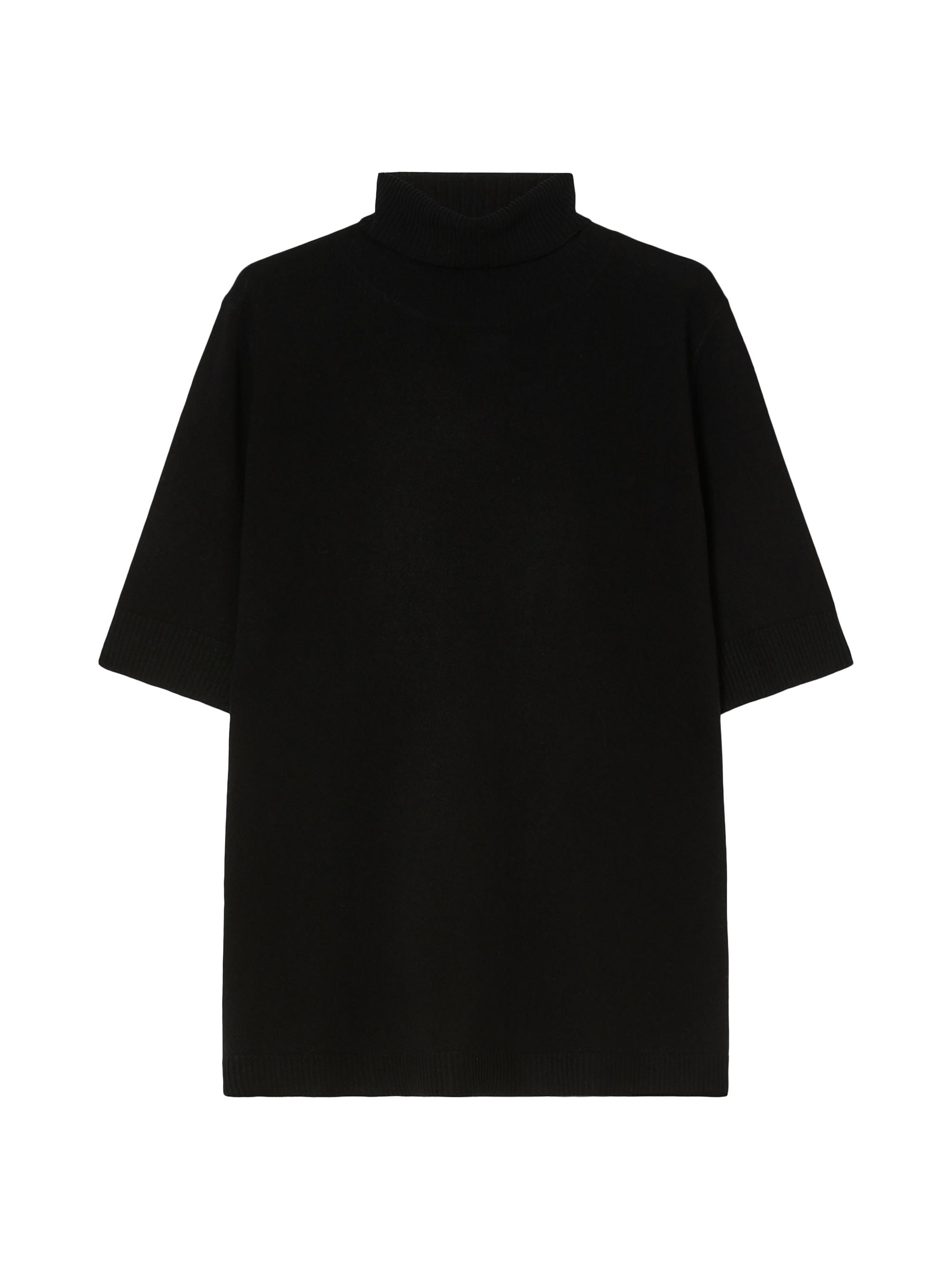 Marina Rinaldi Women's Cashmere Turtleneck Short-Sleeve Sweater - Black