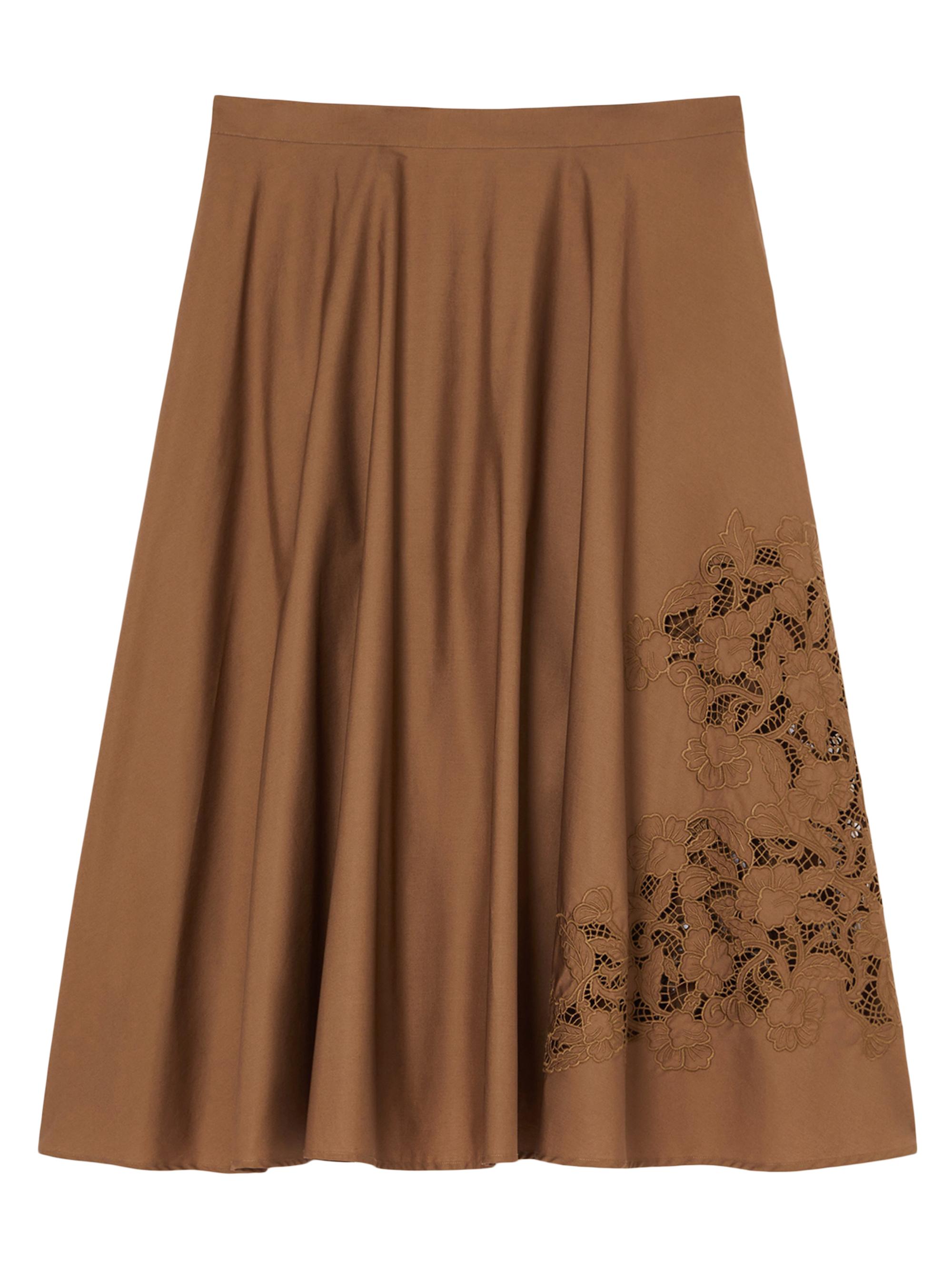 Marina Rinaldi Women's Plus Cremona Broderie Anglaise Midi-Skirt - Hazelnut Brown