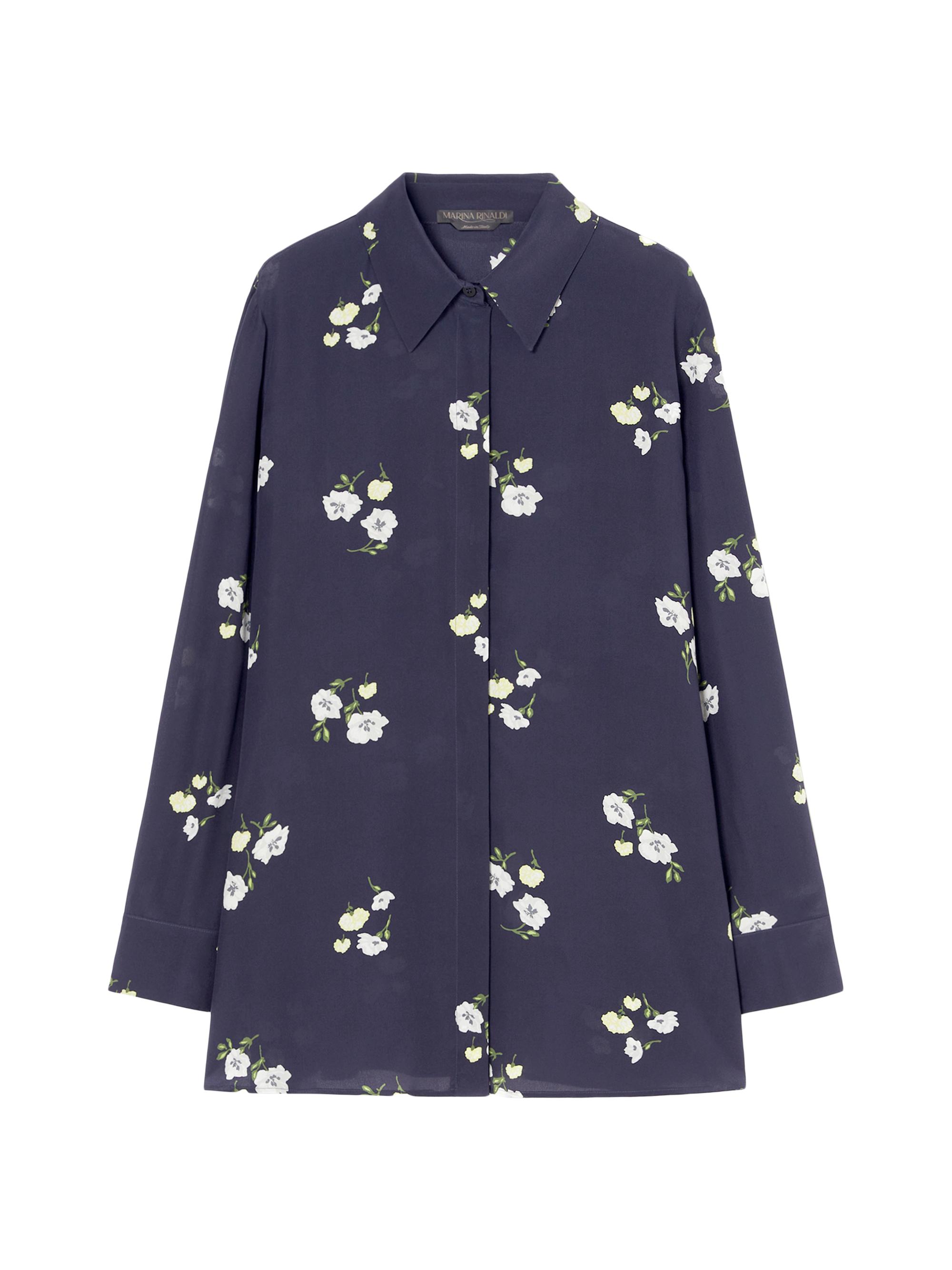 Marina Rinaldi Women's Plus Navile Floral Silk Crêpe de ChineShirt - Midnight Blue