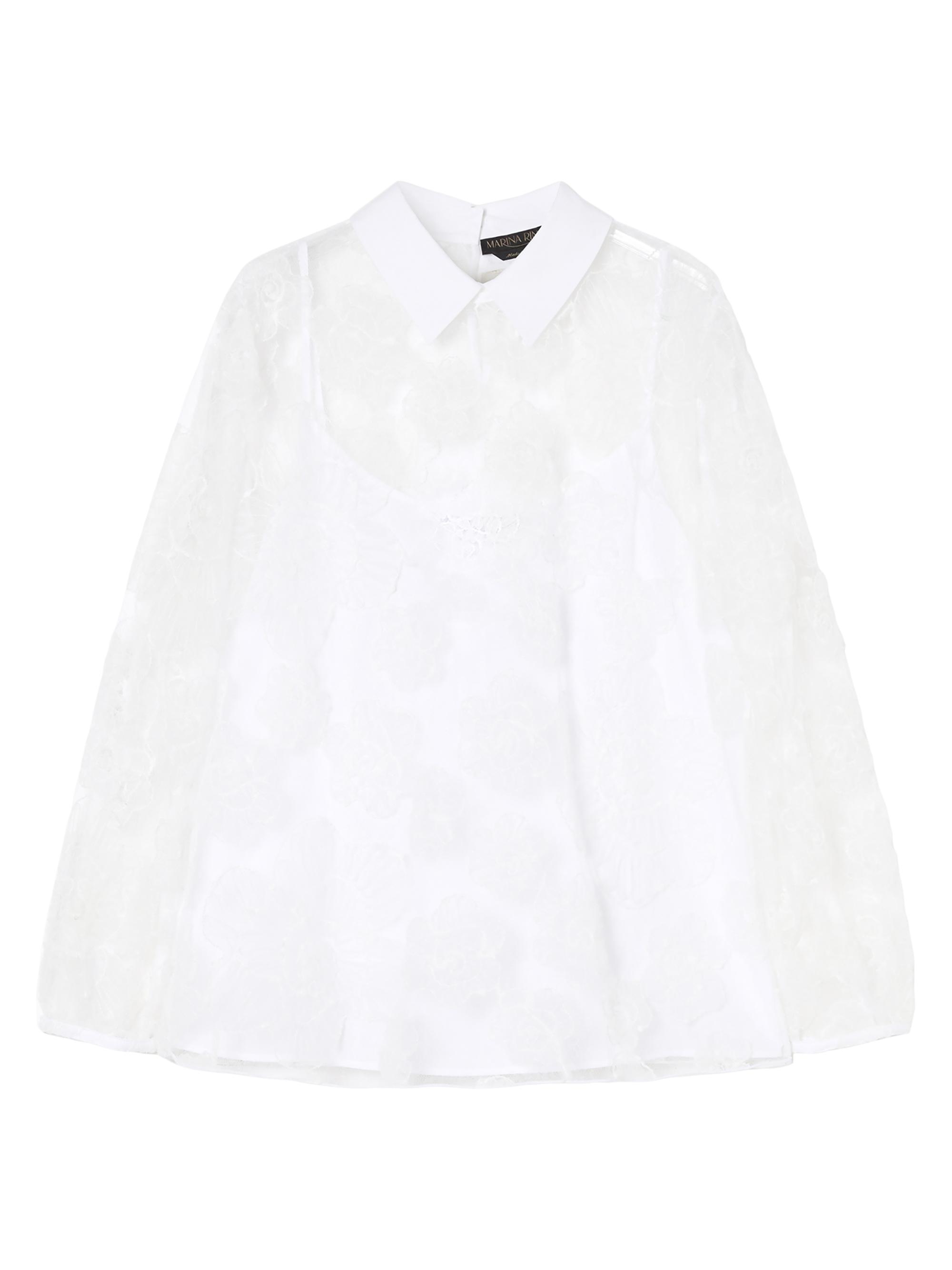 Marina Rinaldi Women's Plus Godezia Two-Piece Embroidered Long-Sleeve Top & Sleeveless Tunic - Optical White