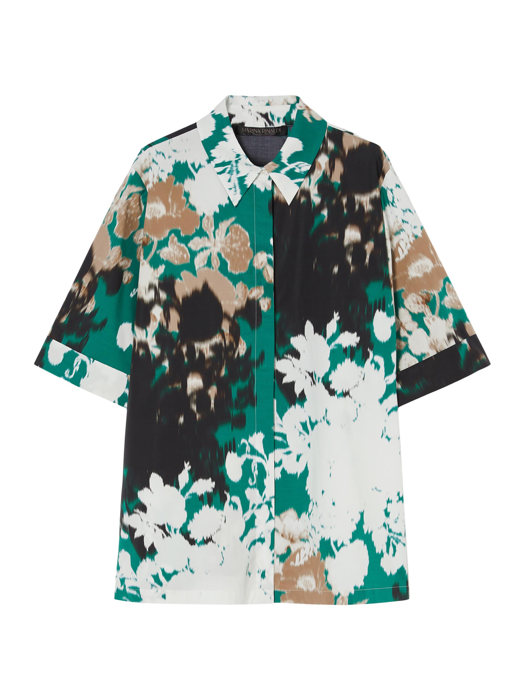 Marina Rinaldi Women's Plus Finito Floral Stretch Cotton Poplin Shirt - White