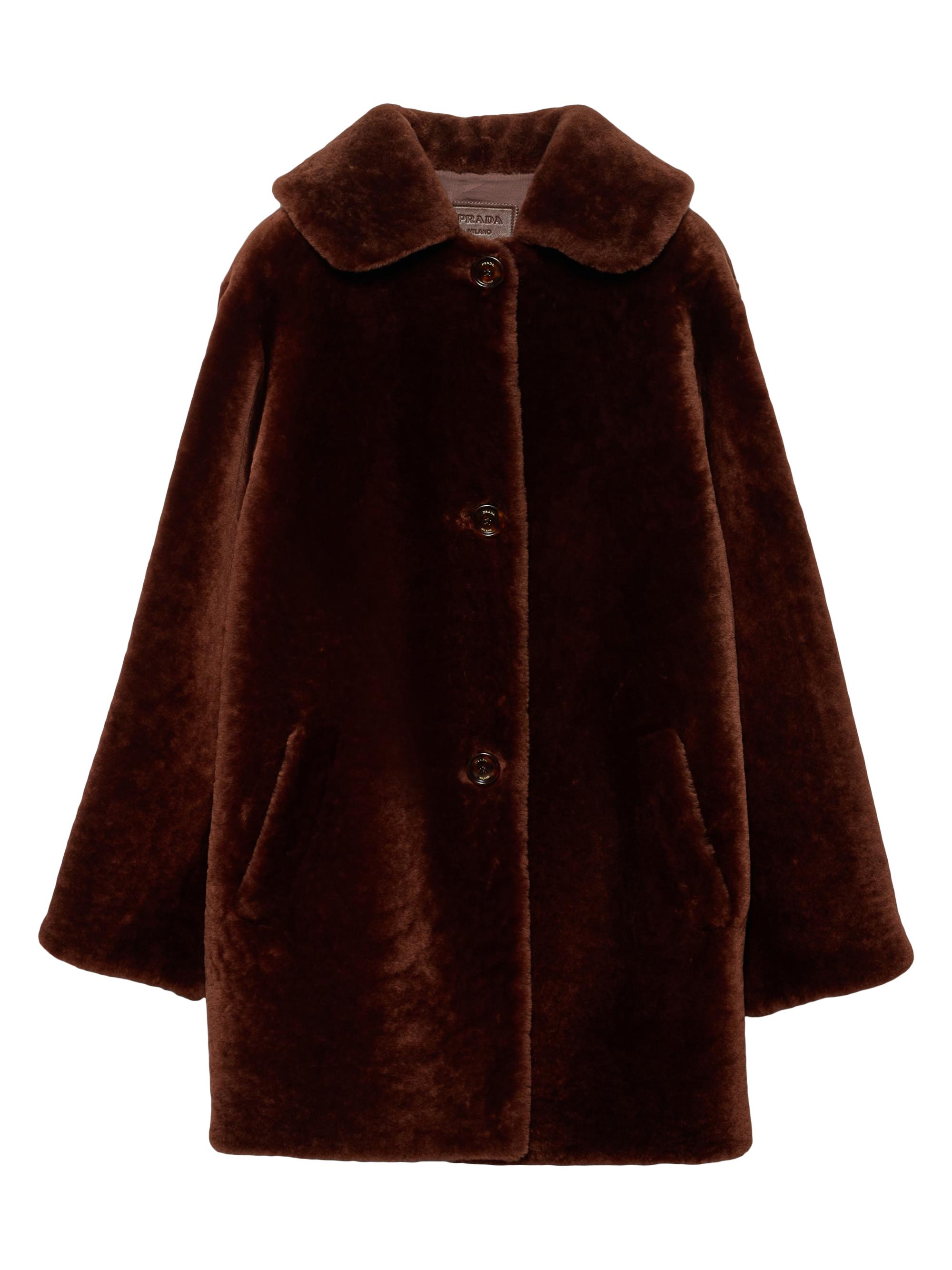 Prada Women's Shearling Caban Jacket - Brown