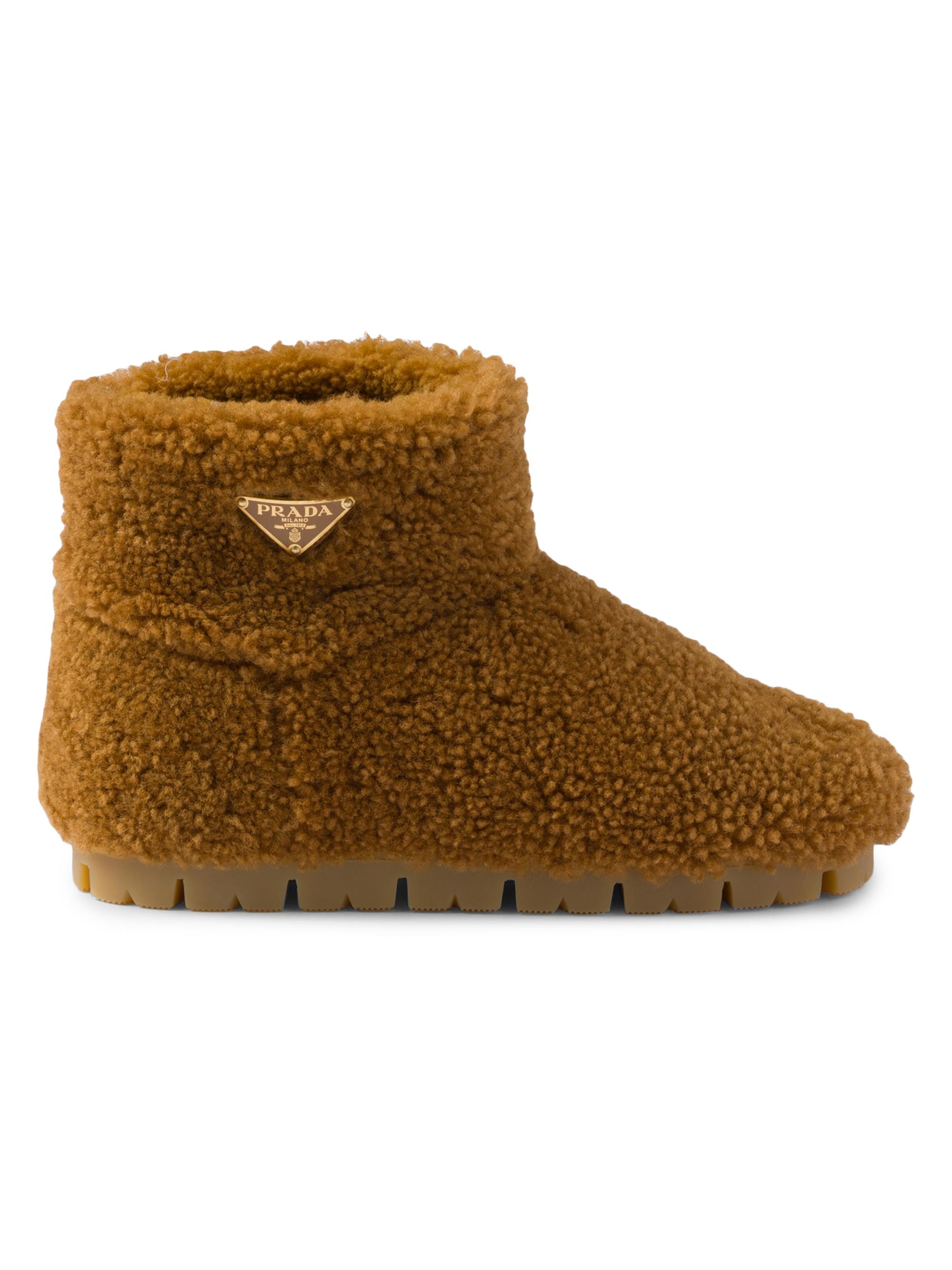 Prada Women's Shearling Booties - Brown