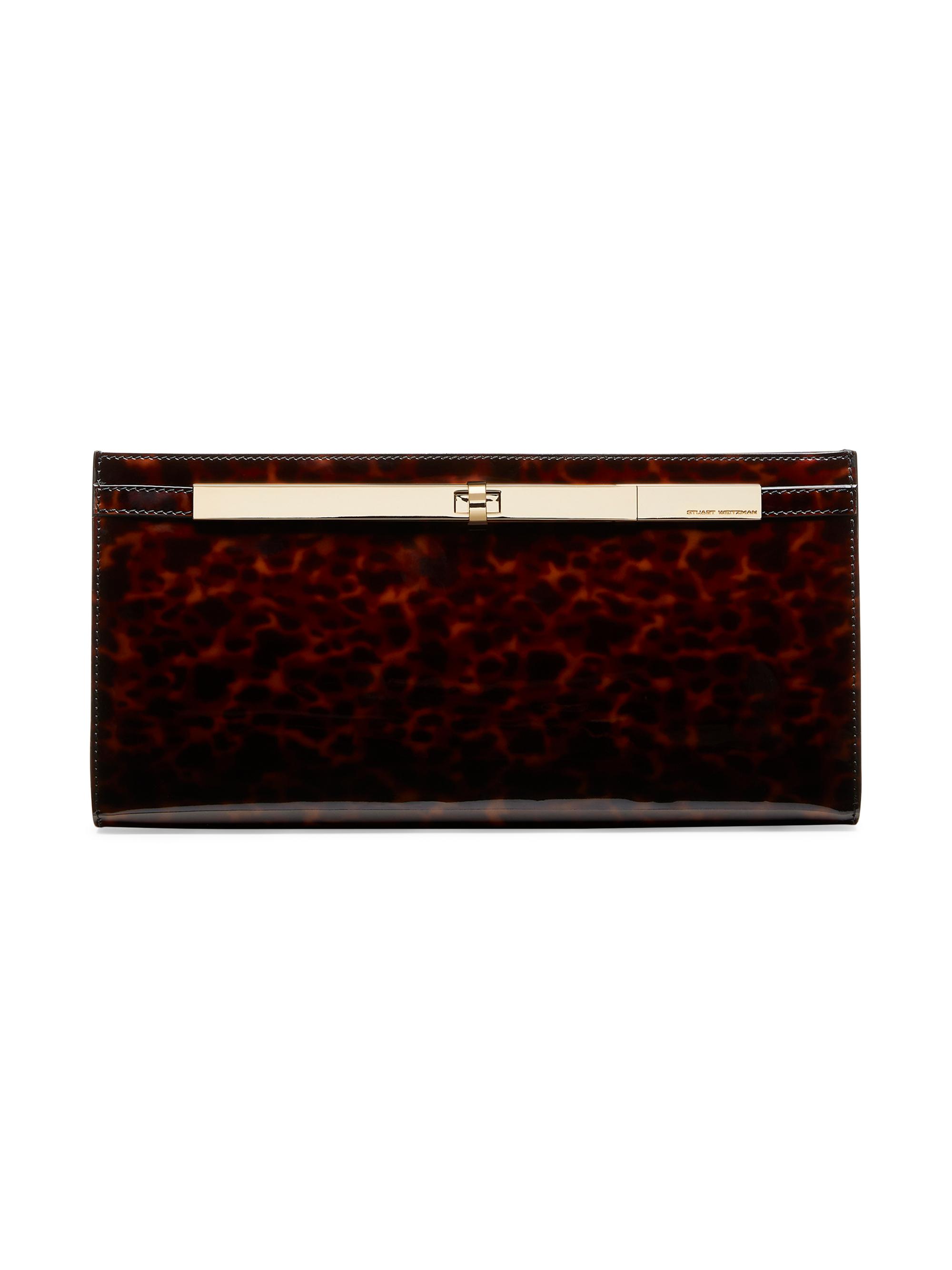 Stuart Weitzman Women's Posh Tortoiseshell Patent Leather Clutch - Dark Brown