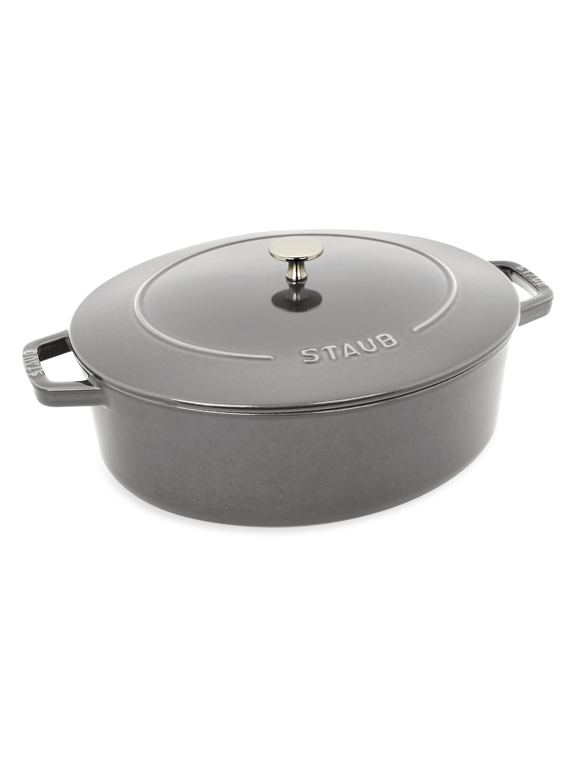 Staub Cast Iron 6.25 Quart Shallow Oval Dutch Oven - White Truffle